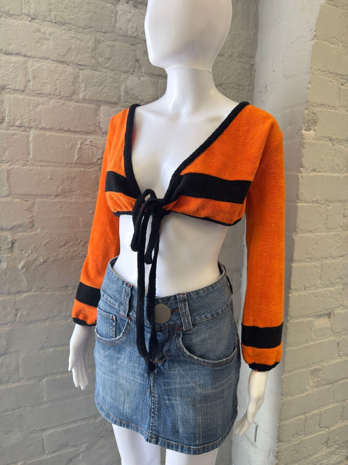 Vintage Orange and Black Towelling Bolero