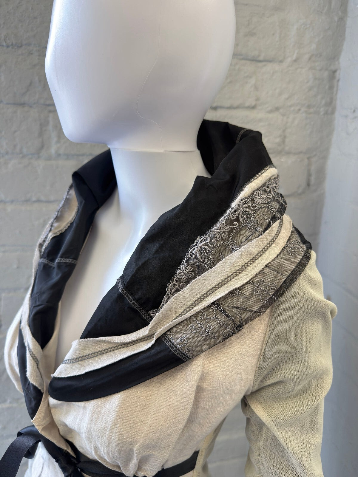 Italian Beige and Black Fitted Blazer Jacket