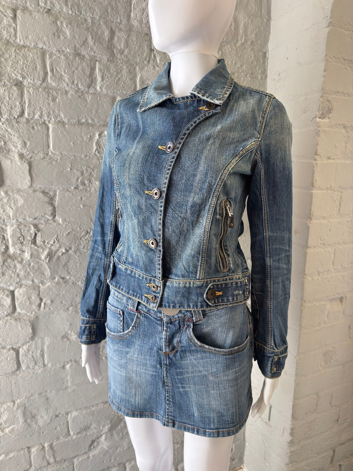 Y2K Military Blue Denim Jacket