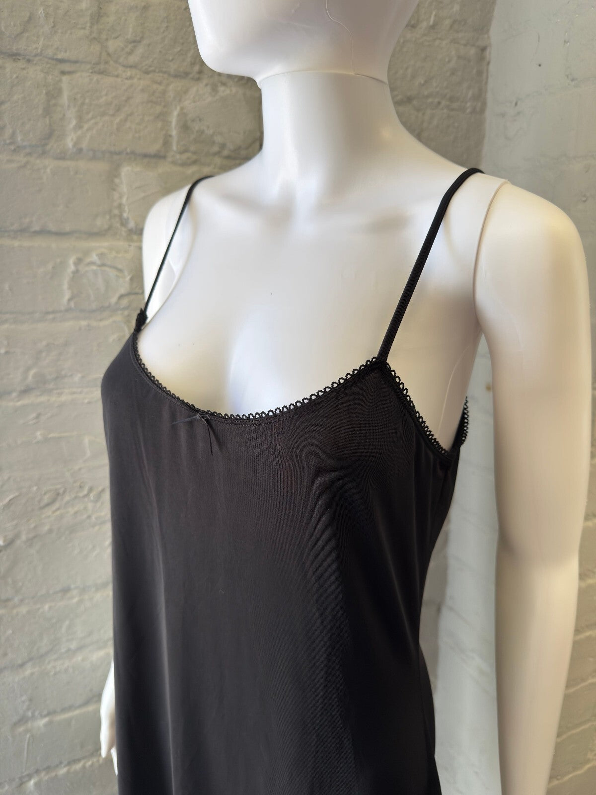 Black Slinky Slip Dress with Lace-Up Back