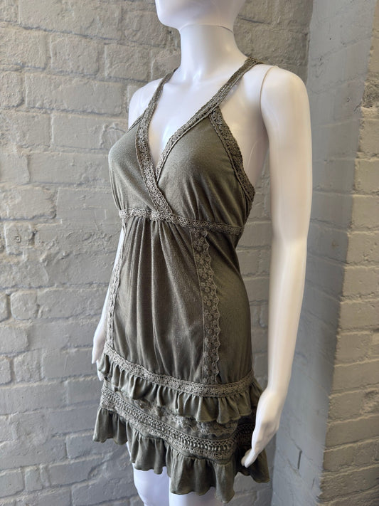 Olive Green Lace Detail Dress