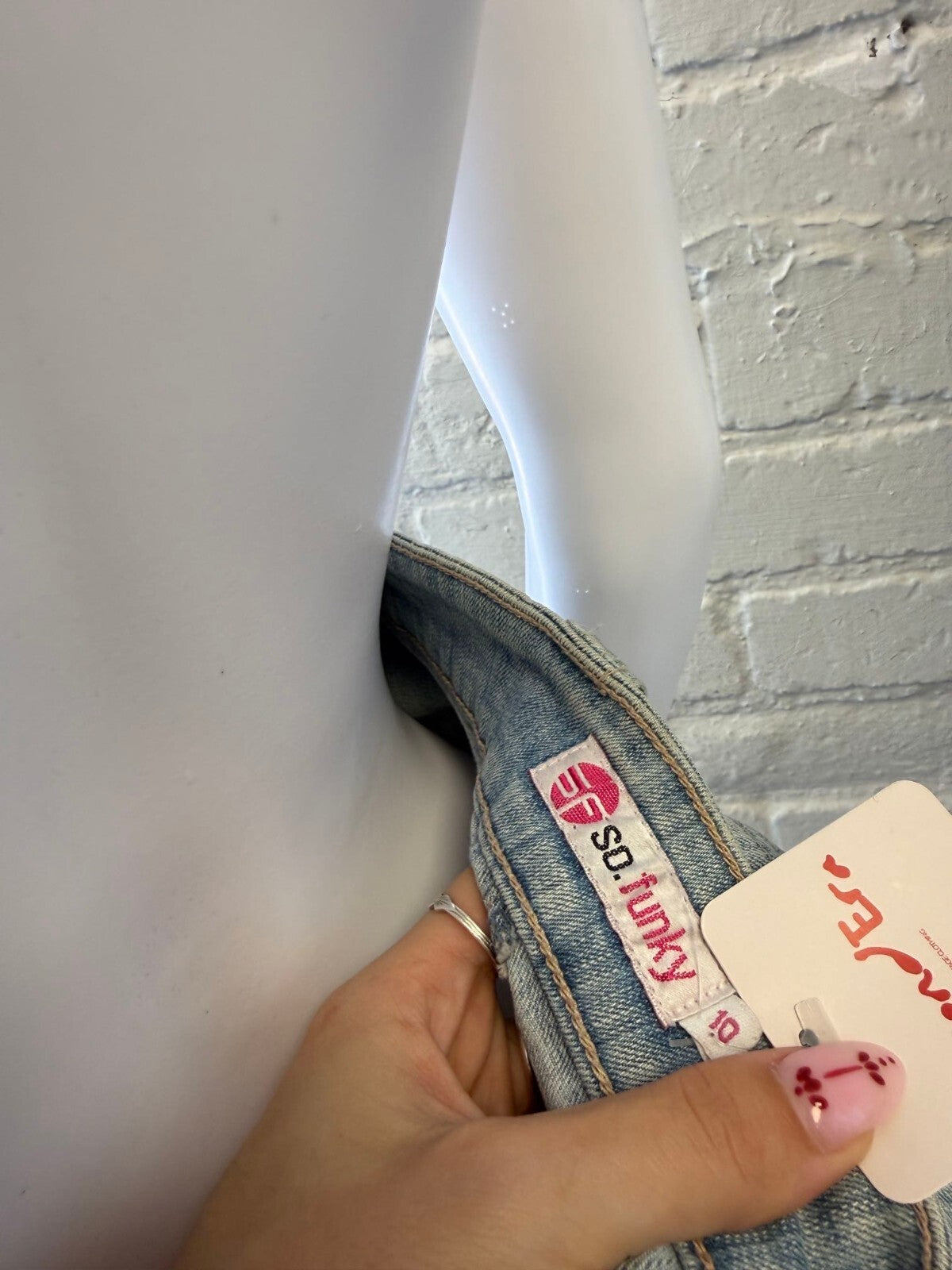 Light Blue Denim Mini Skirt with Lining Detail