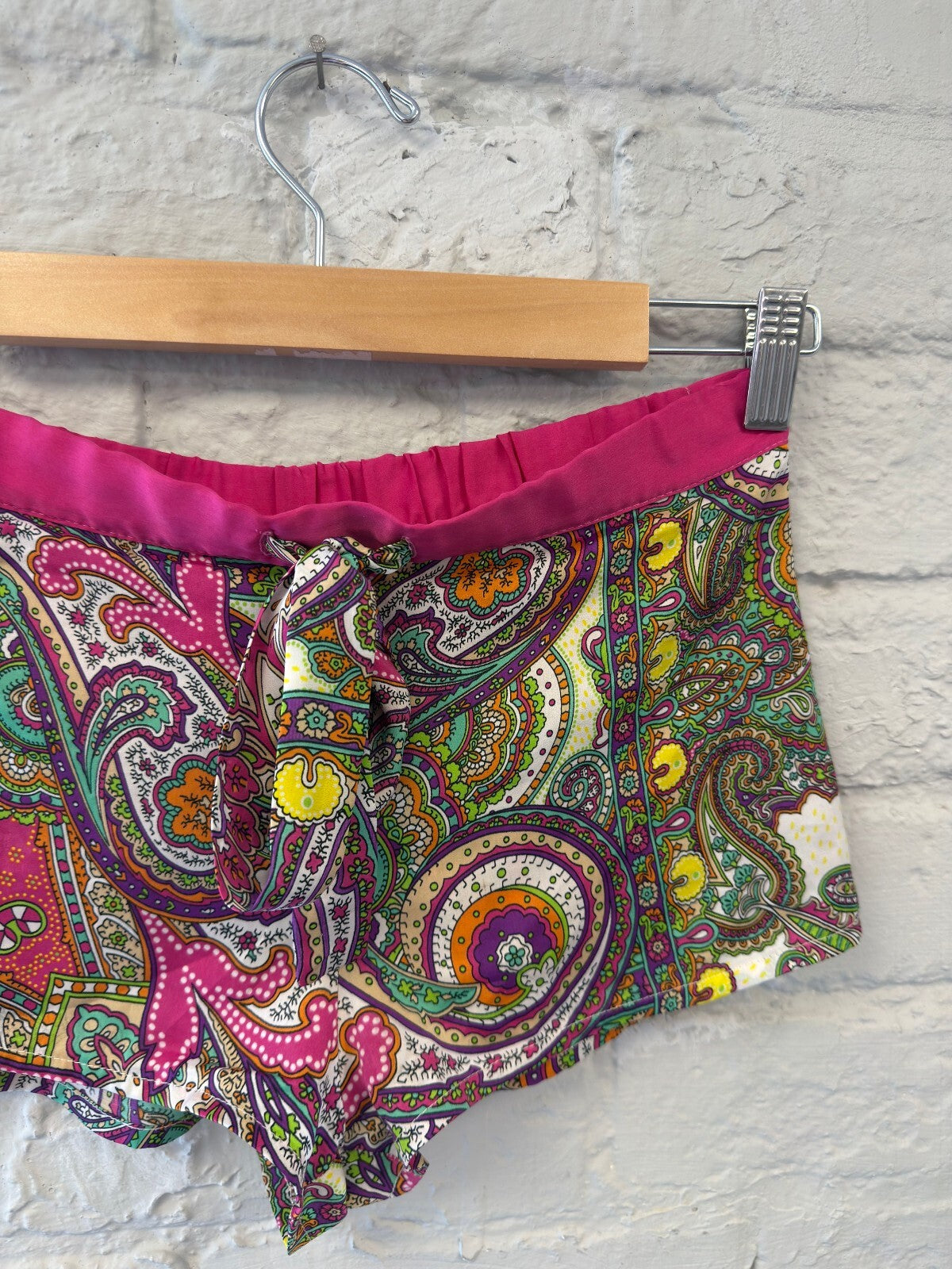 Paisley Print Shorts with Pink Waistband