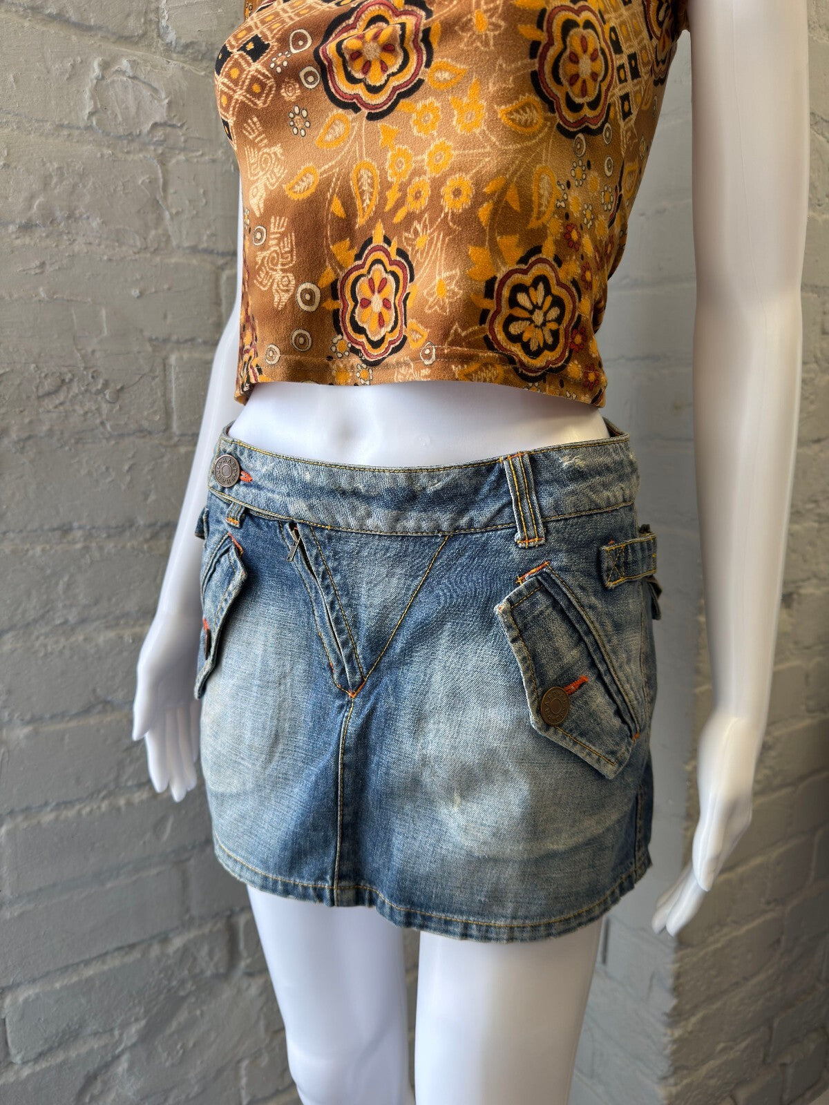 Phard Denim Mini Skirt with Front Pockets