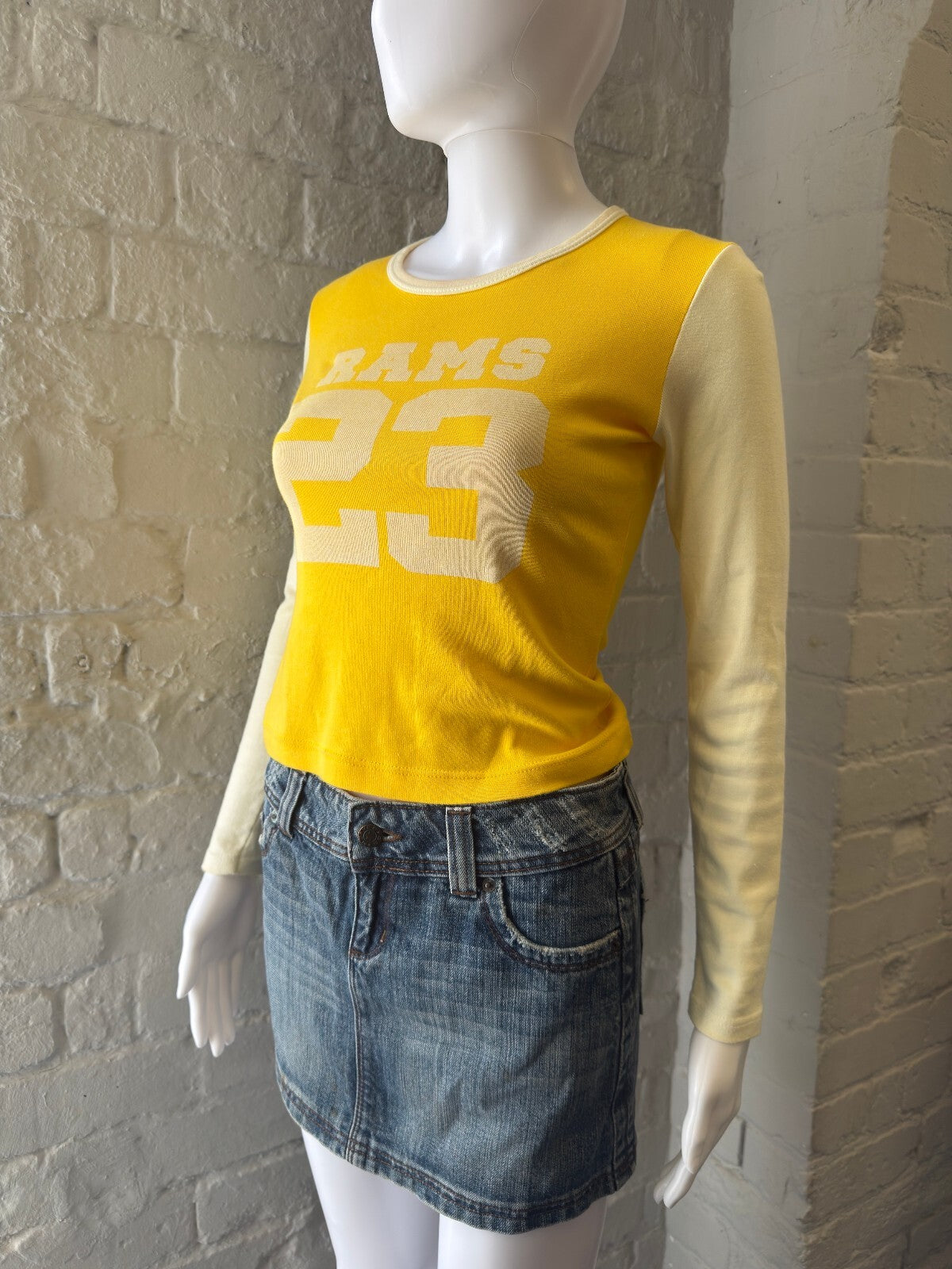 Yellow and Cream Long Sleeve Top