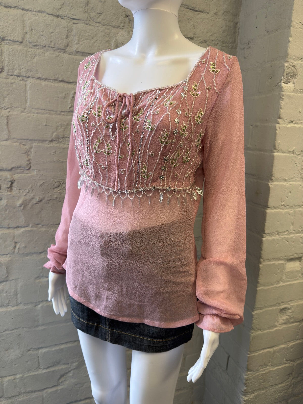 Motivi Pink Embroidered Long Sleeve Top