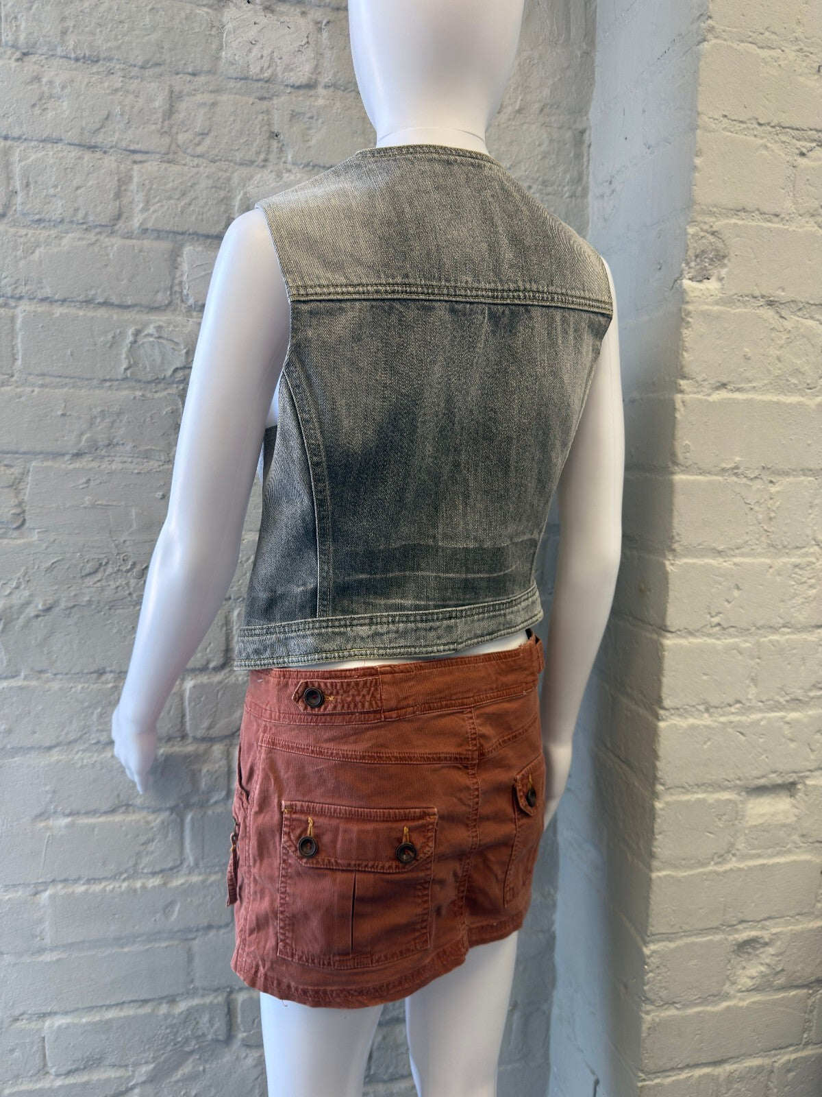 Grey Denim Button-Up Vest