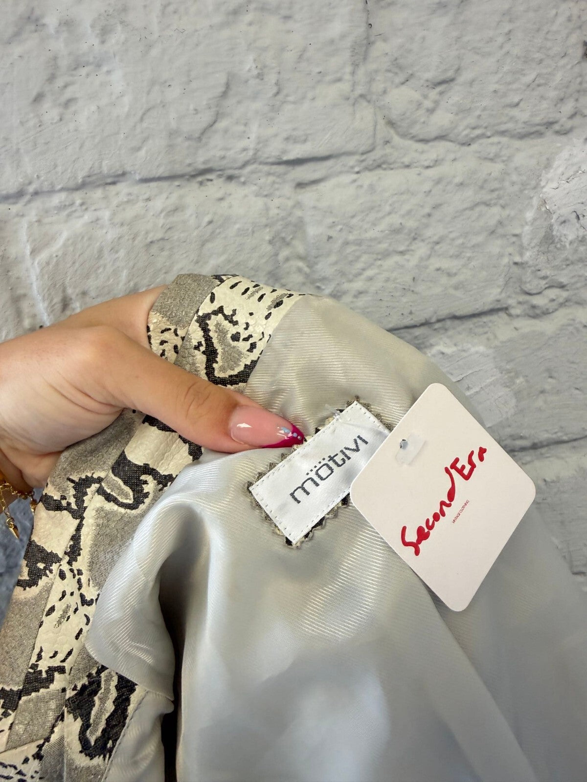 Motivi Snake Print Leather Jacket