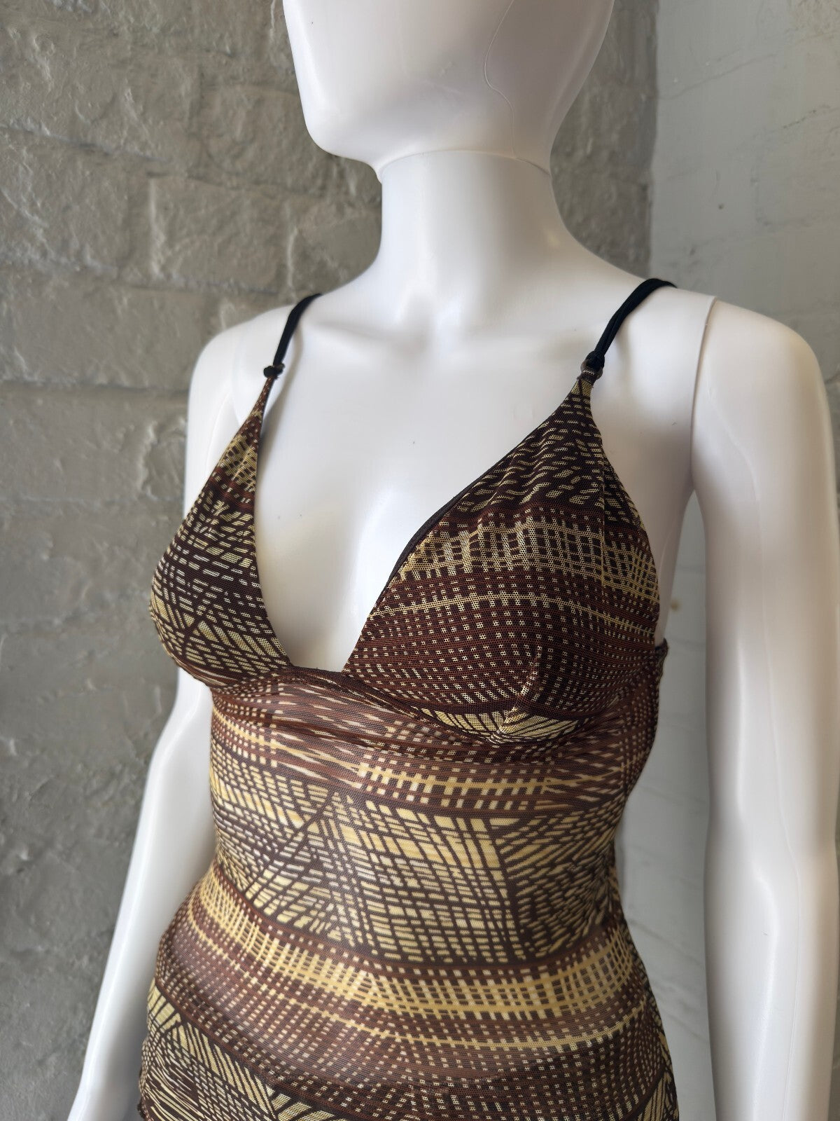 Intimissimi Brown Patterned Spaghetti Strap Corset Top