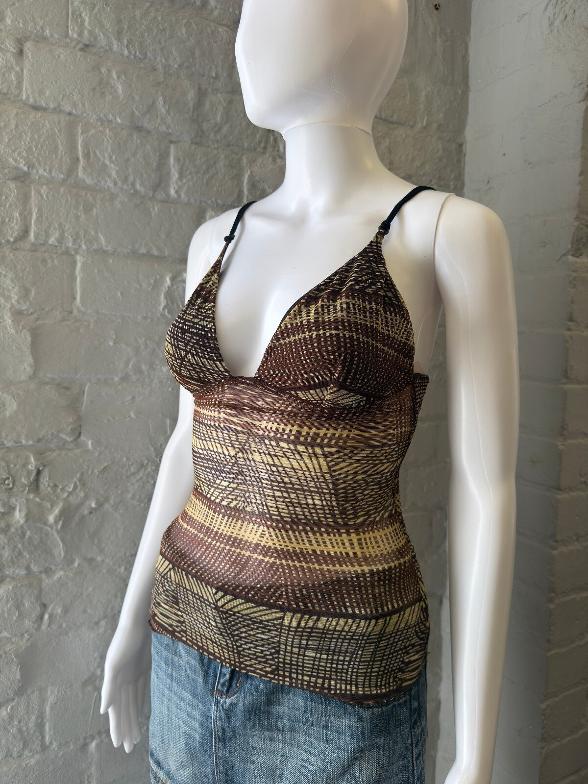 Intimissimi Brown Patterned Spaghetti Strap Corset Top