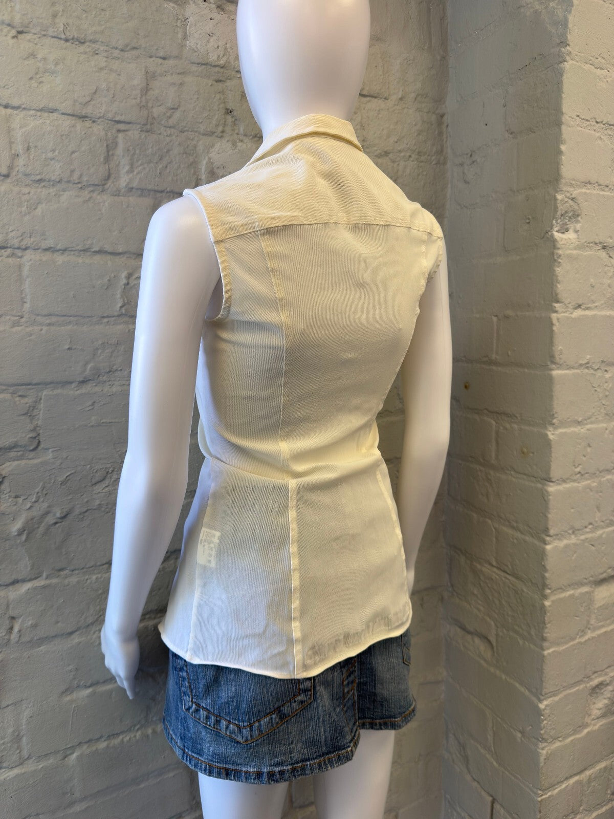 MFG Sleeveless Button-Up Shirt in Cream