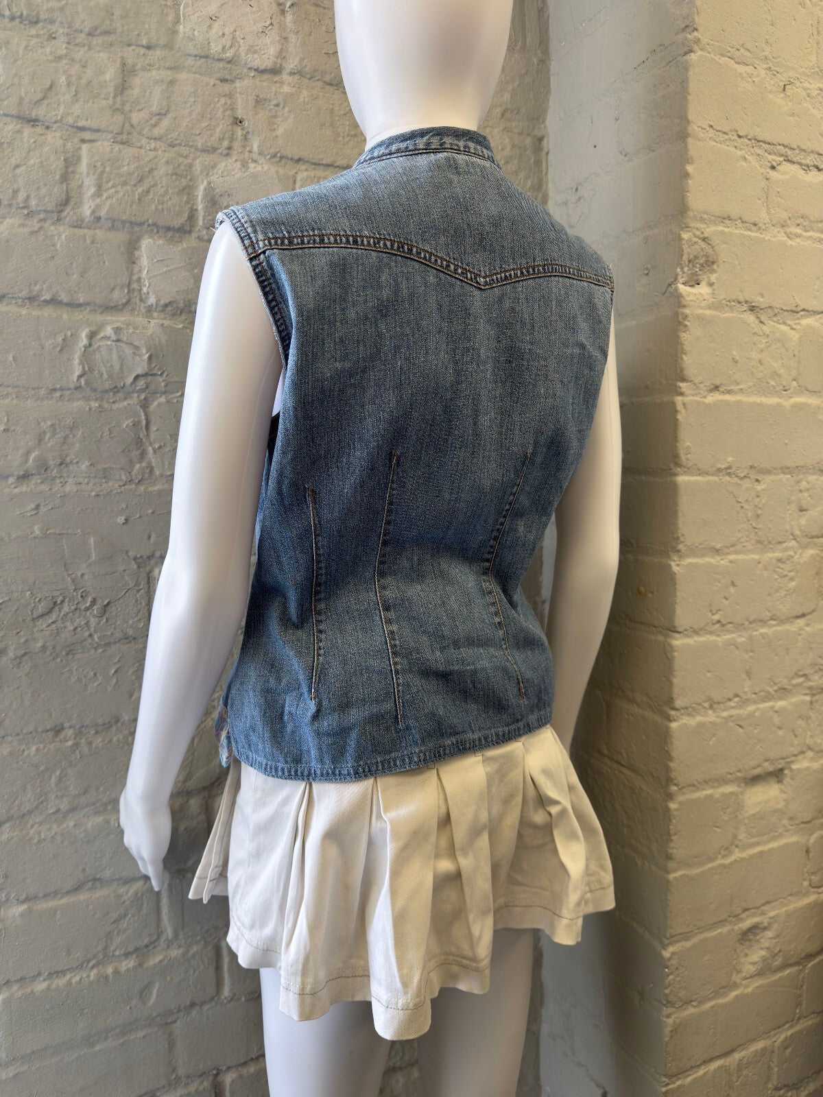 Big Star Sleeveless Denim Vest with Embroidered Trim