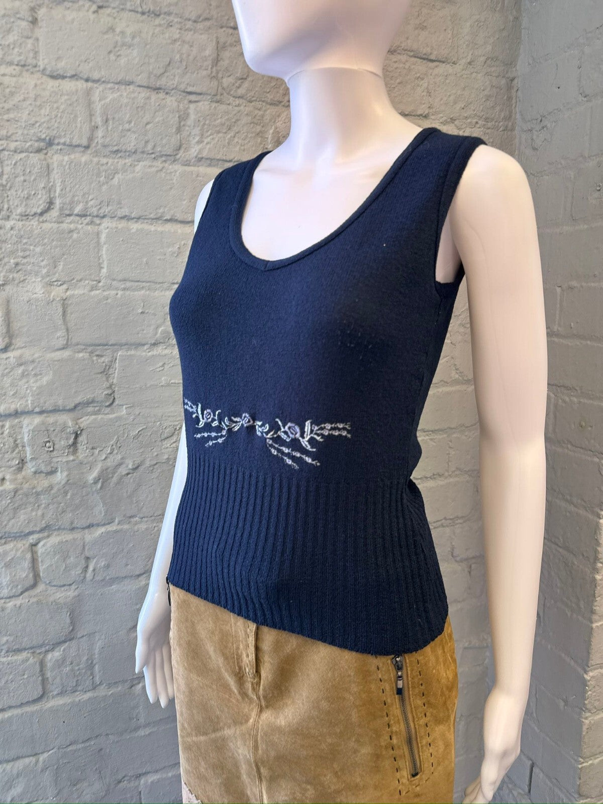 Navy Blue Knit Tank Top