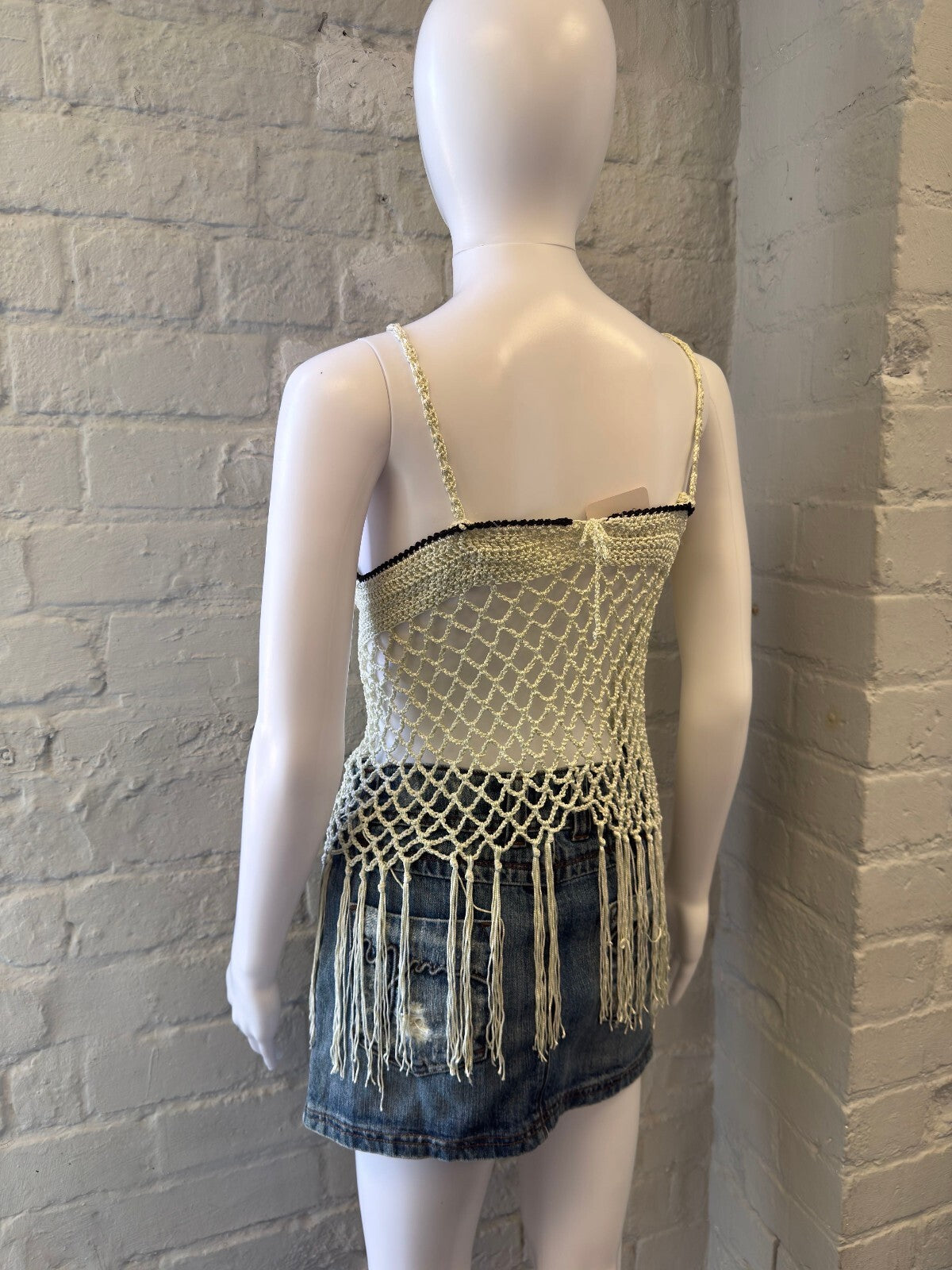 Handmade Crochet Mint Green Fringe Crop Top