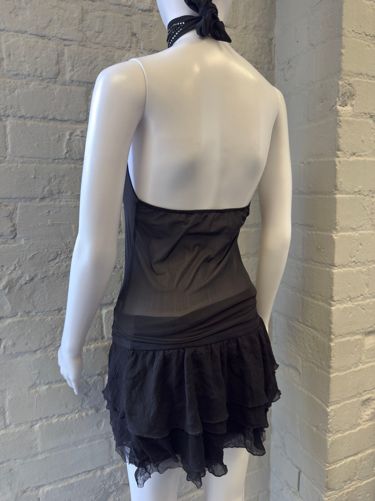 Black Halter Neck Halter Neck with Studded Neck Tie