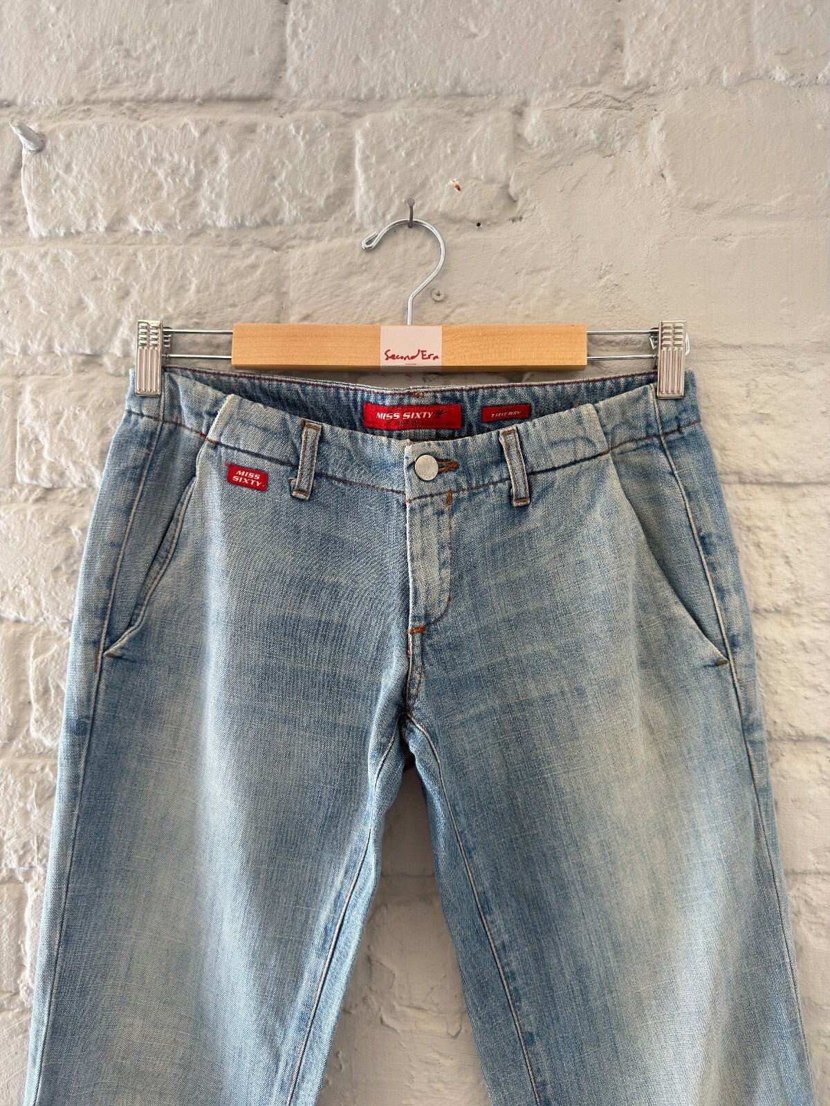 Miss Sixty Light Blue Flared Jeans with Raw Hem