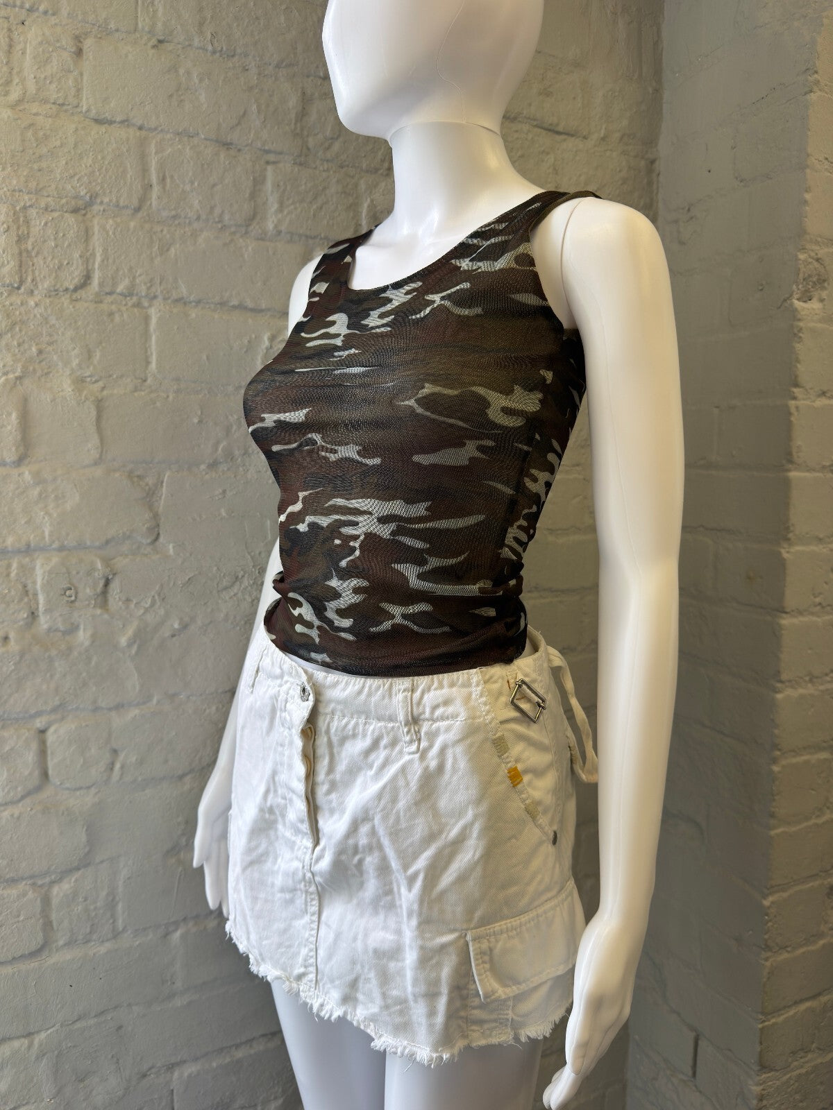 Italian Camouflage Mesh Tank Top