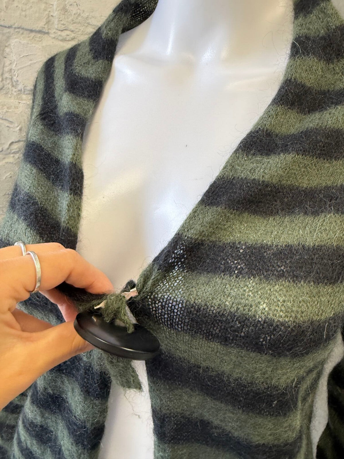 Max & Co. Striped Mohair Blend Cardigan with Toggle Closure