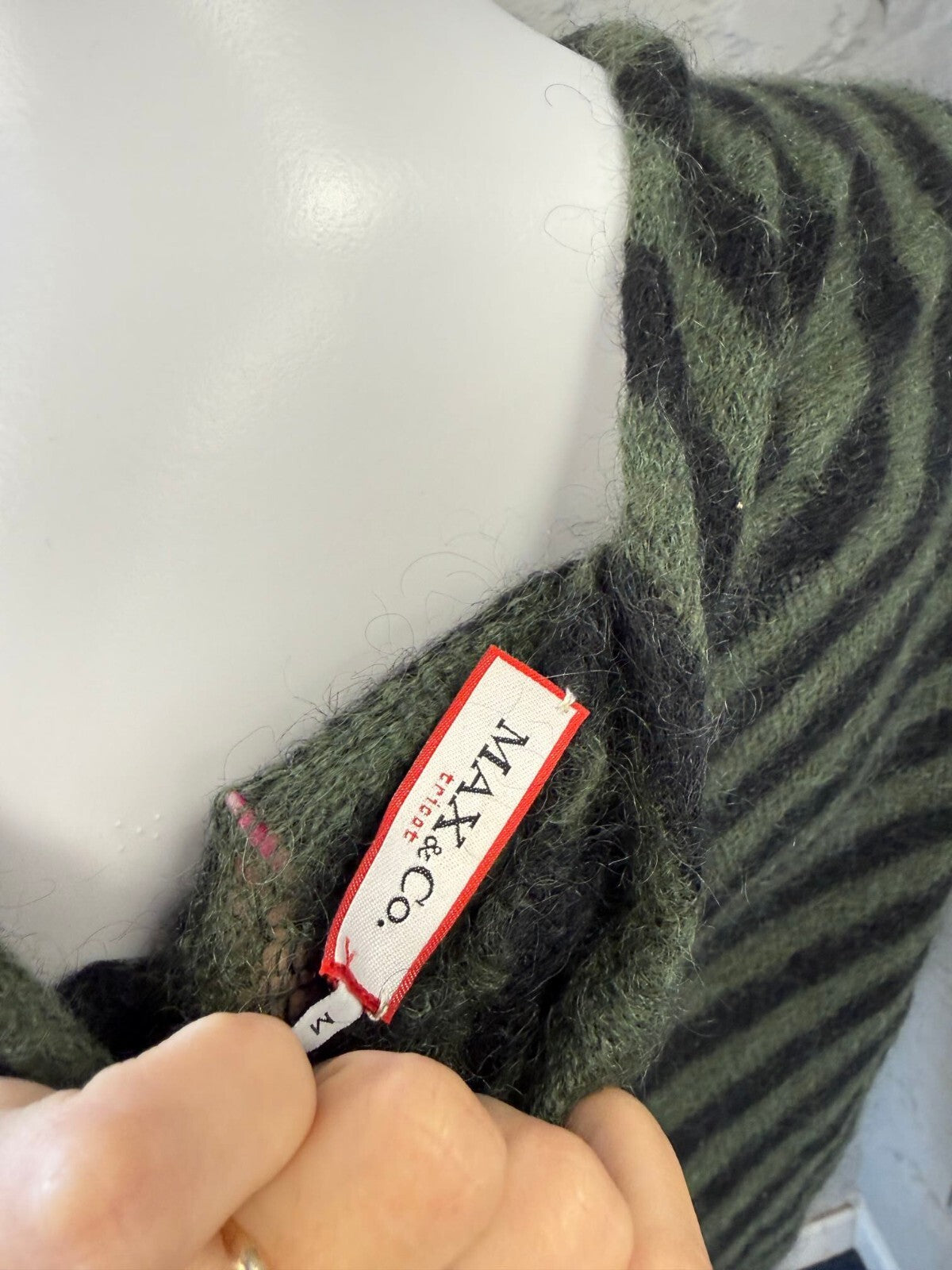 Max & Co. Striped Mohair Blend Cardigan with Toggle Closure