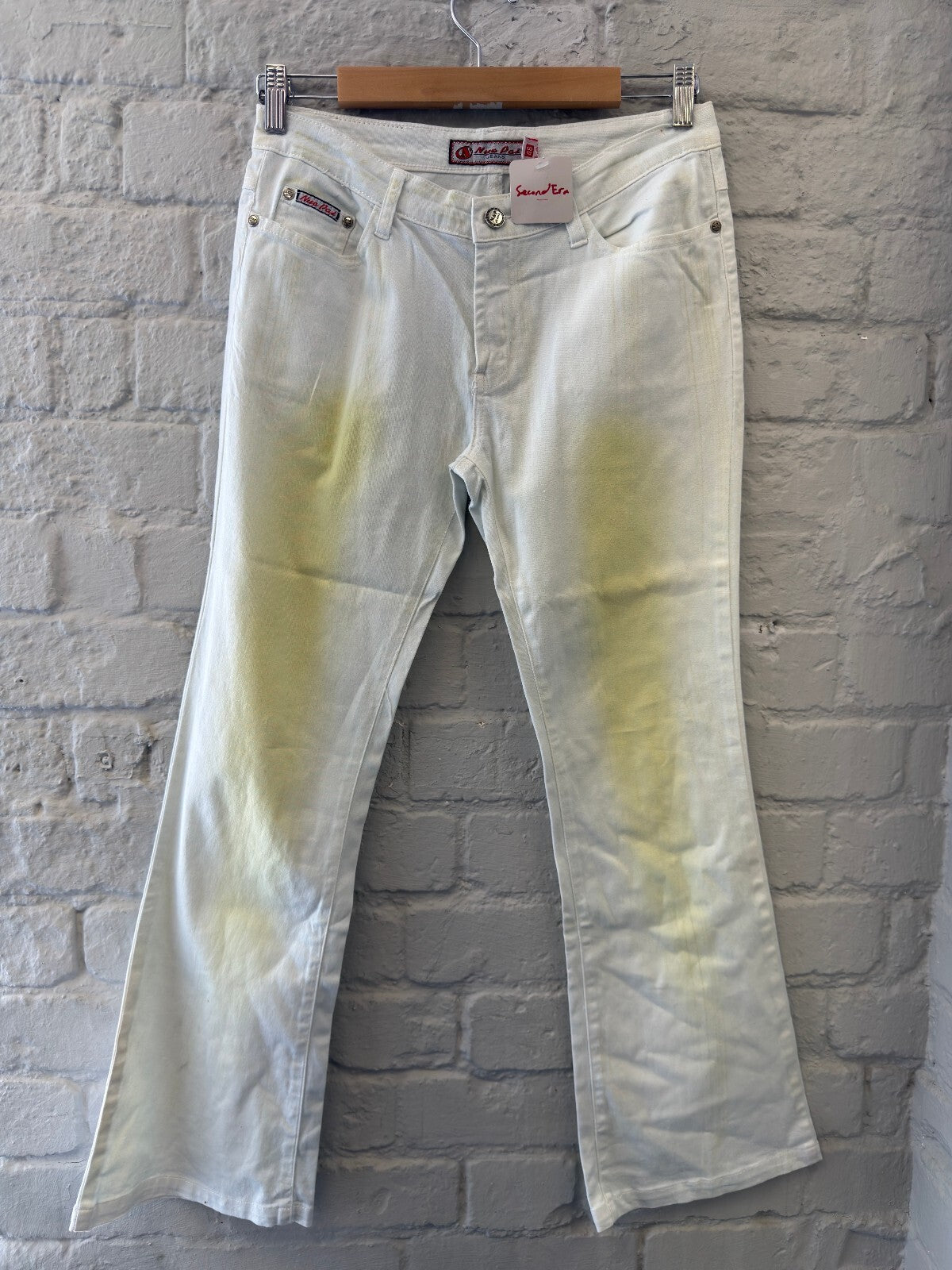 2000s Y2K White Jeans with Yellow Dye