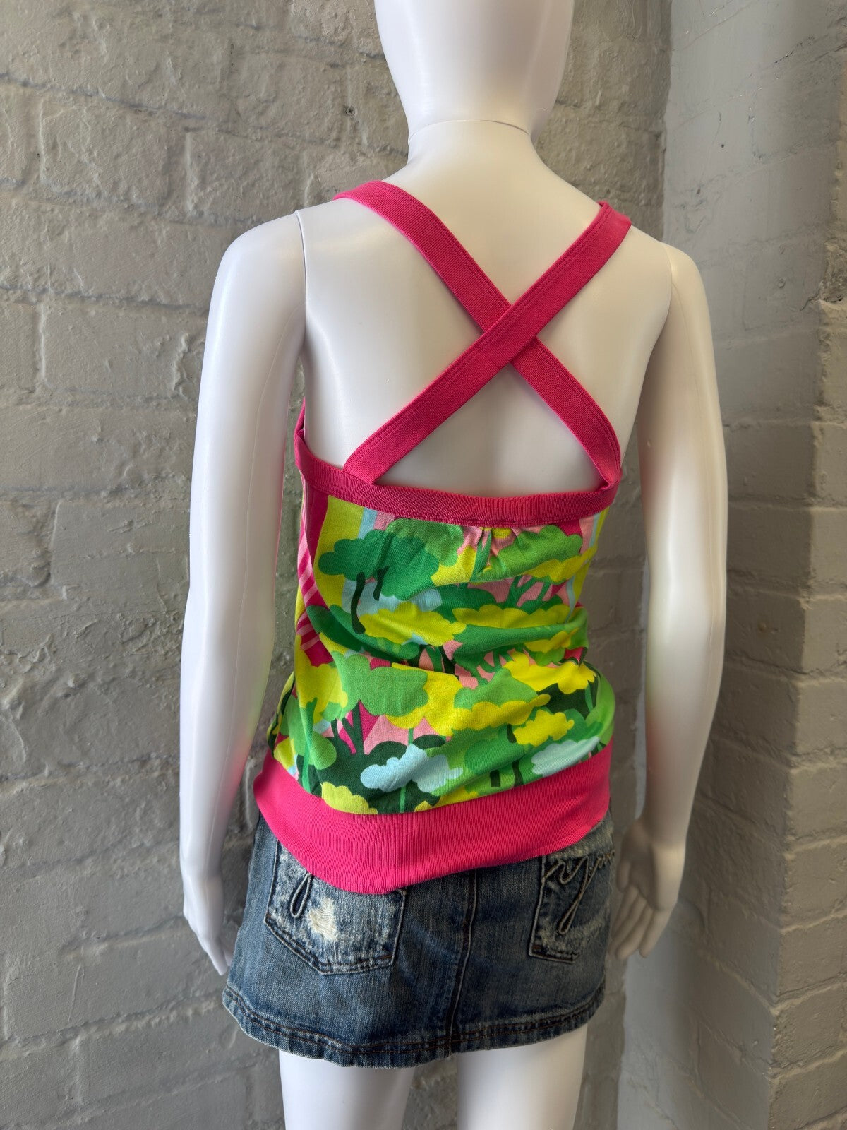 Pink Floral Graphic Crossback Tank Top