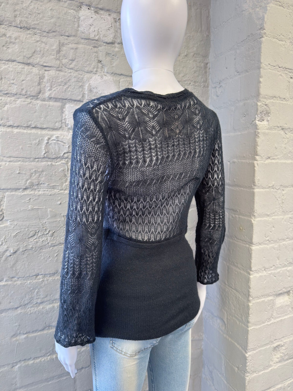 Y2K Dark Green Sheer Knit Jumper