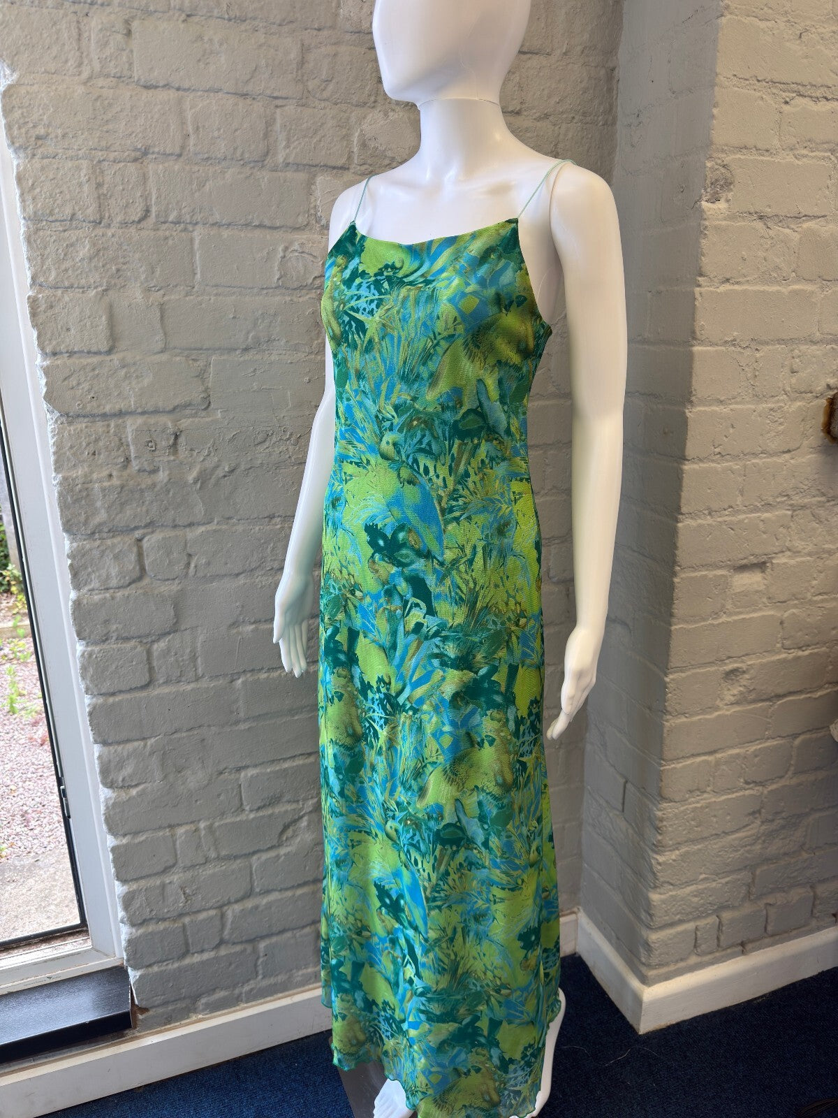 Green and Blue Floral Maxi Dress