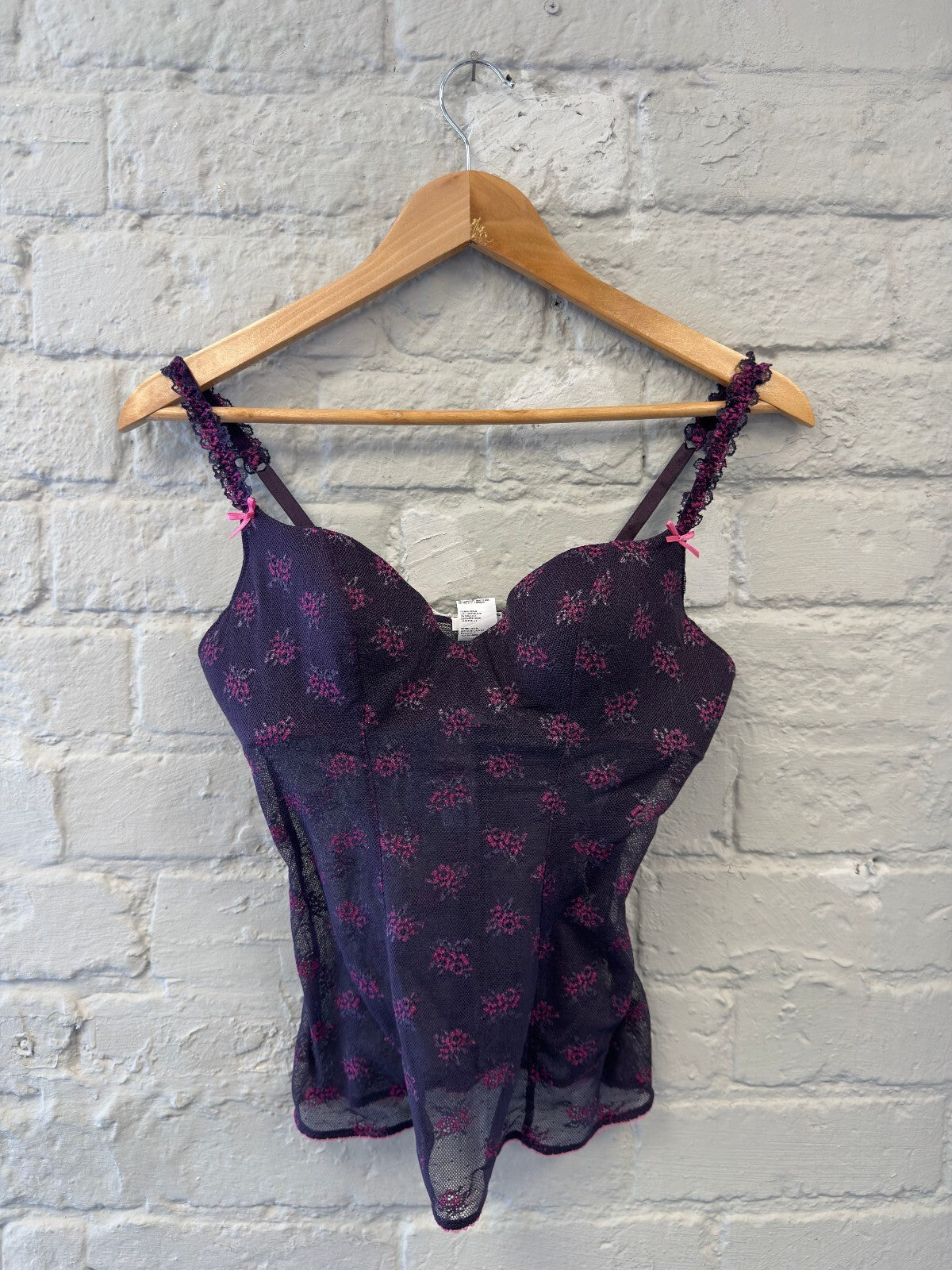Intimissimi Purple Floral Mesh Camisole Top