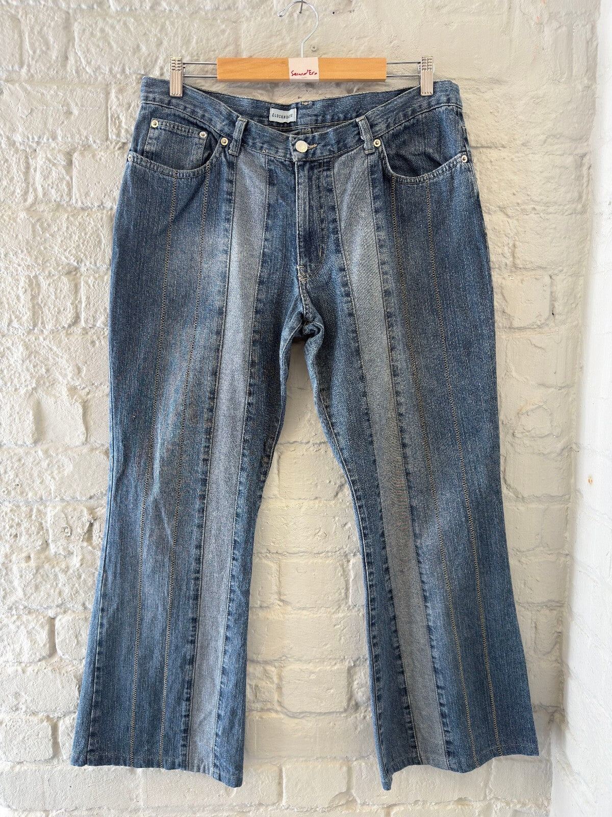 Blue Stripe Flared Denim Jeans