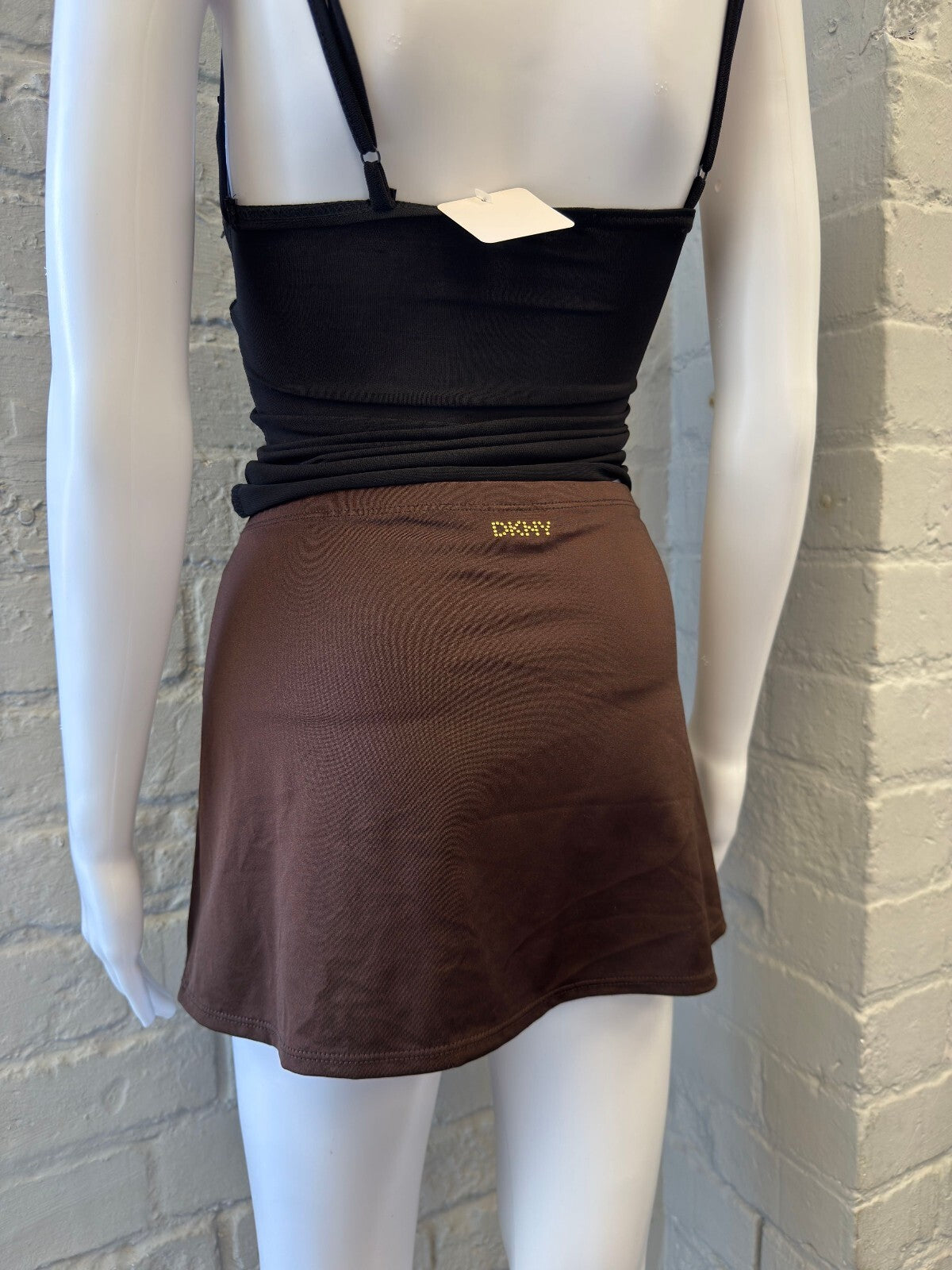 DKNY Brown Swim Skirt with Gold Logo Detail