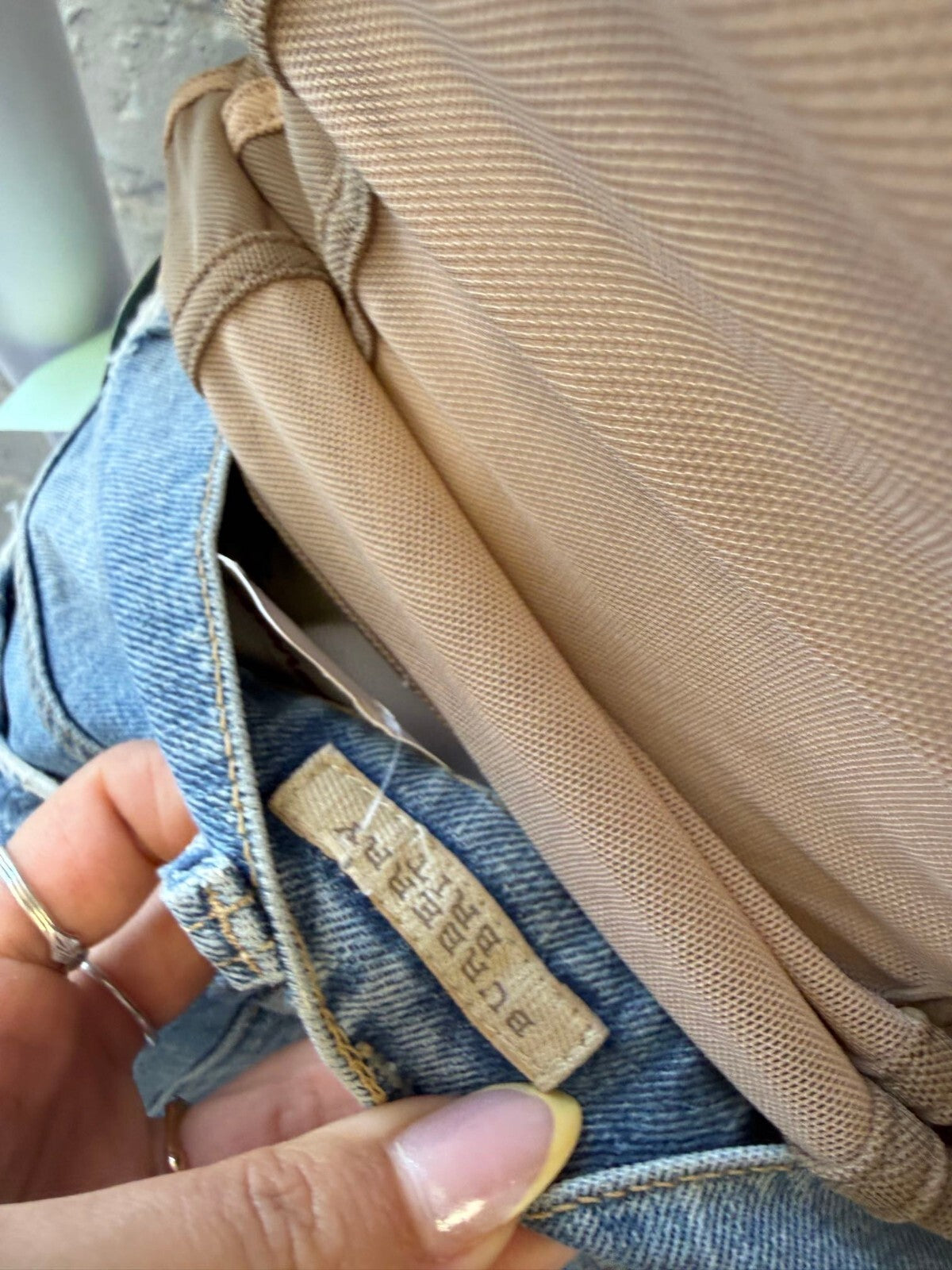 Burberry Brit Denim Mini Skirt with Frayed Hem