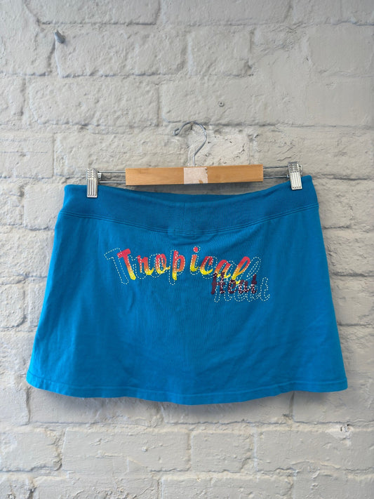 Blue Tropical Print Skort