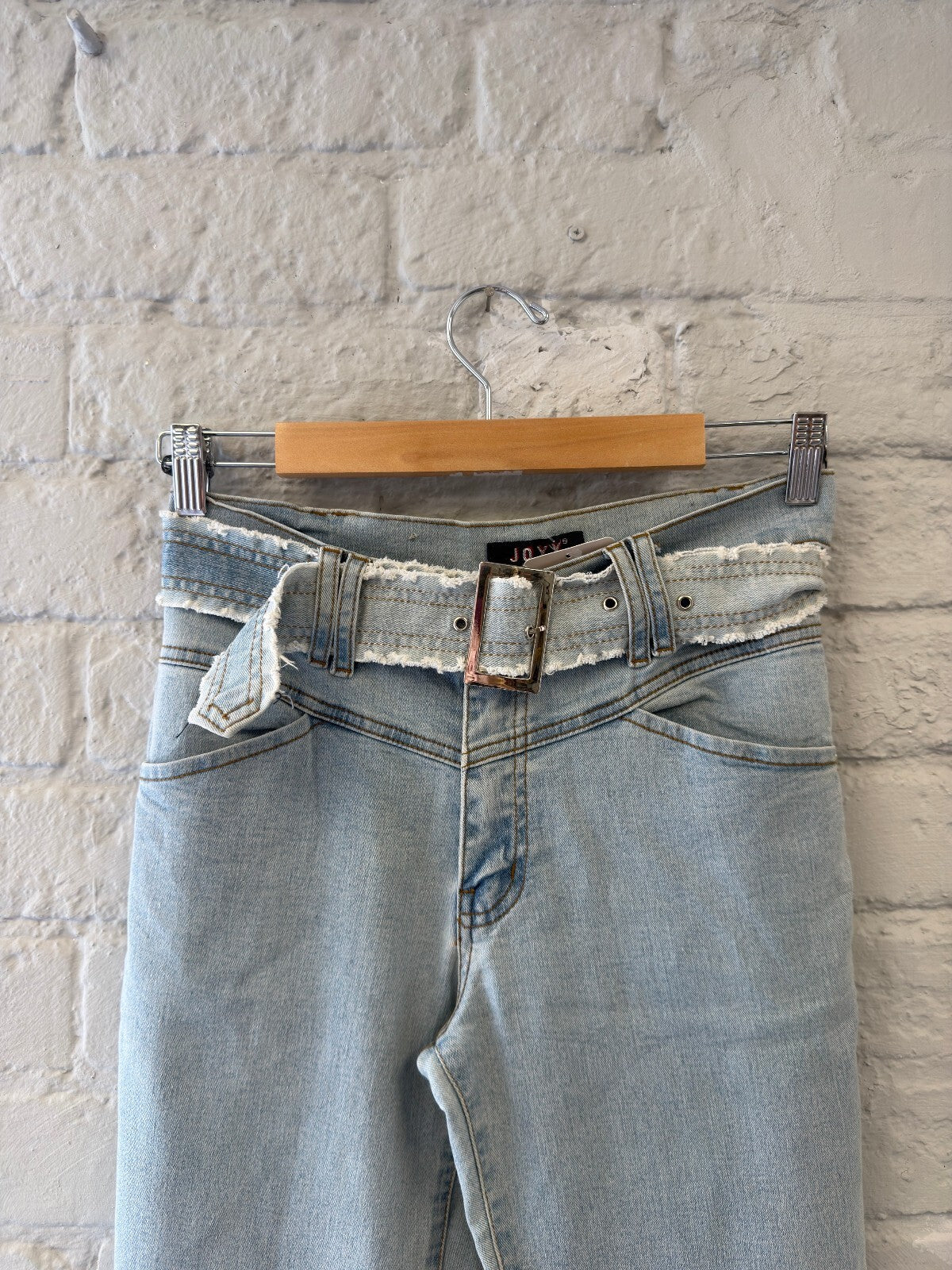 Light Blue Denim Flared Jeans with Belt