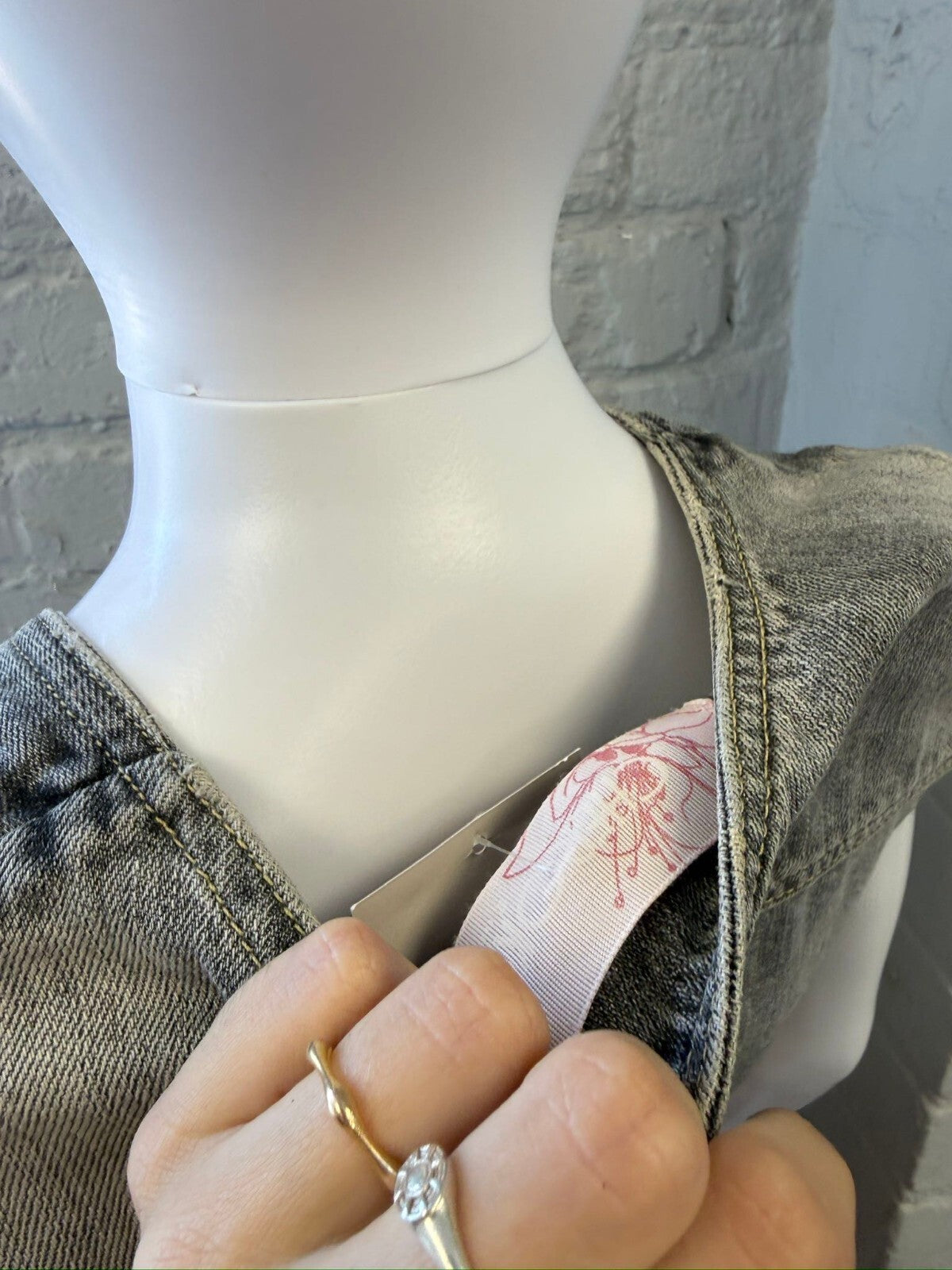 Grey Denim Button-Up Vest