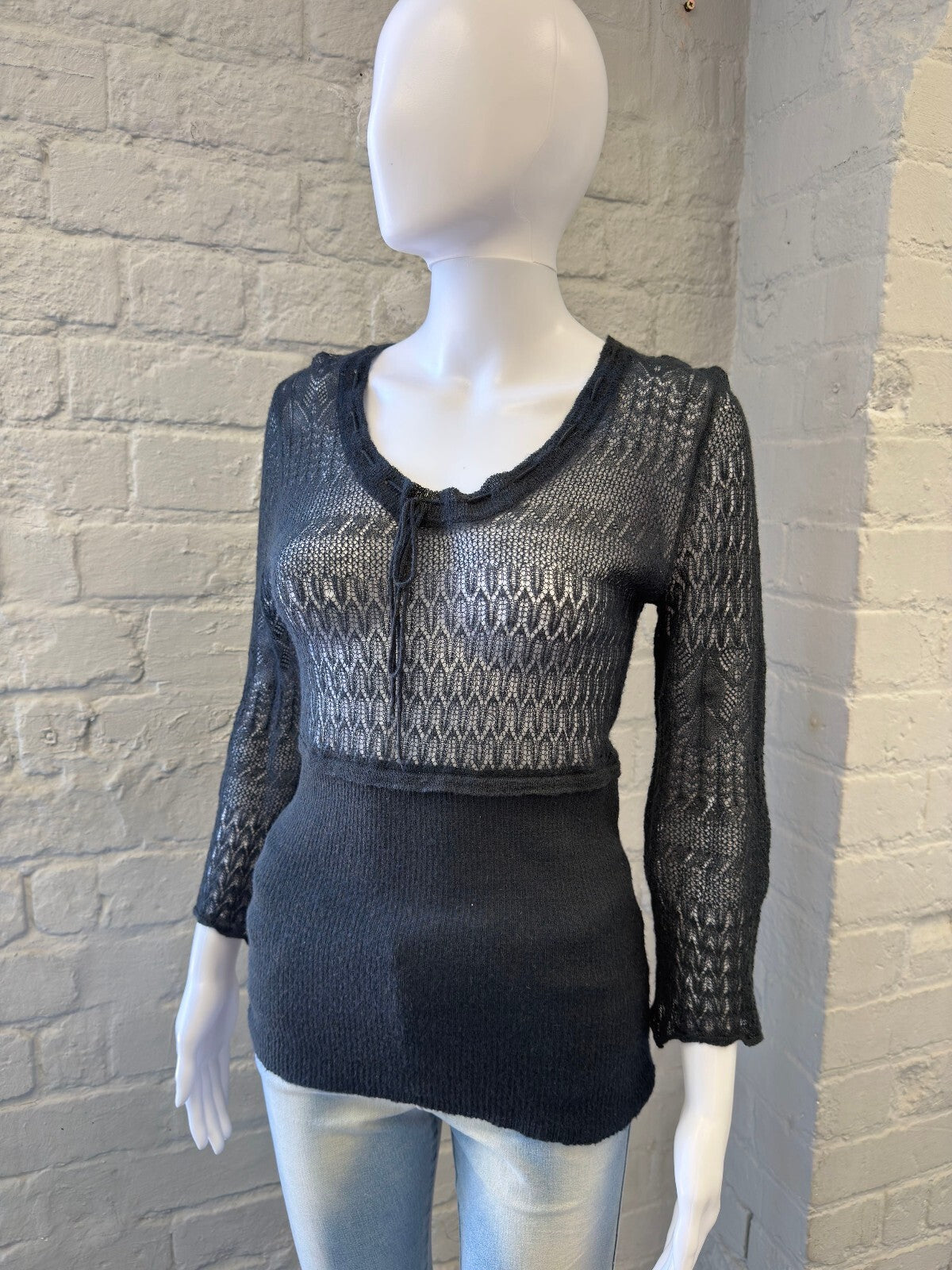 Y2K Dark Green Sheer Knit Jumper