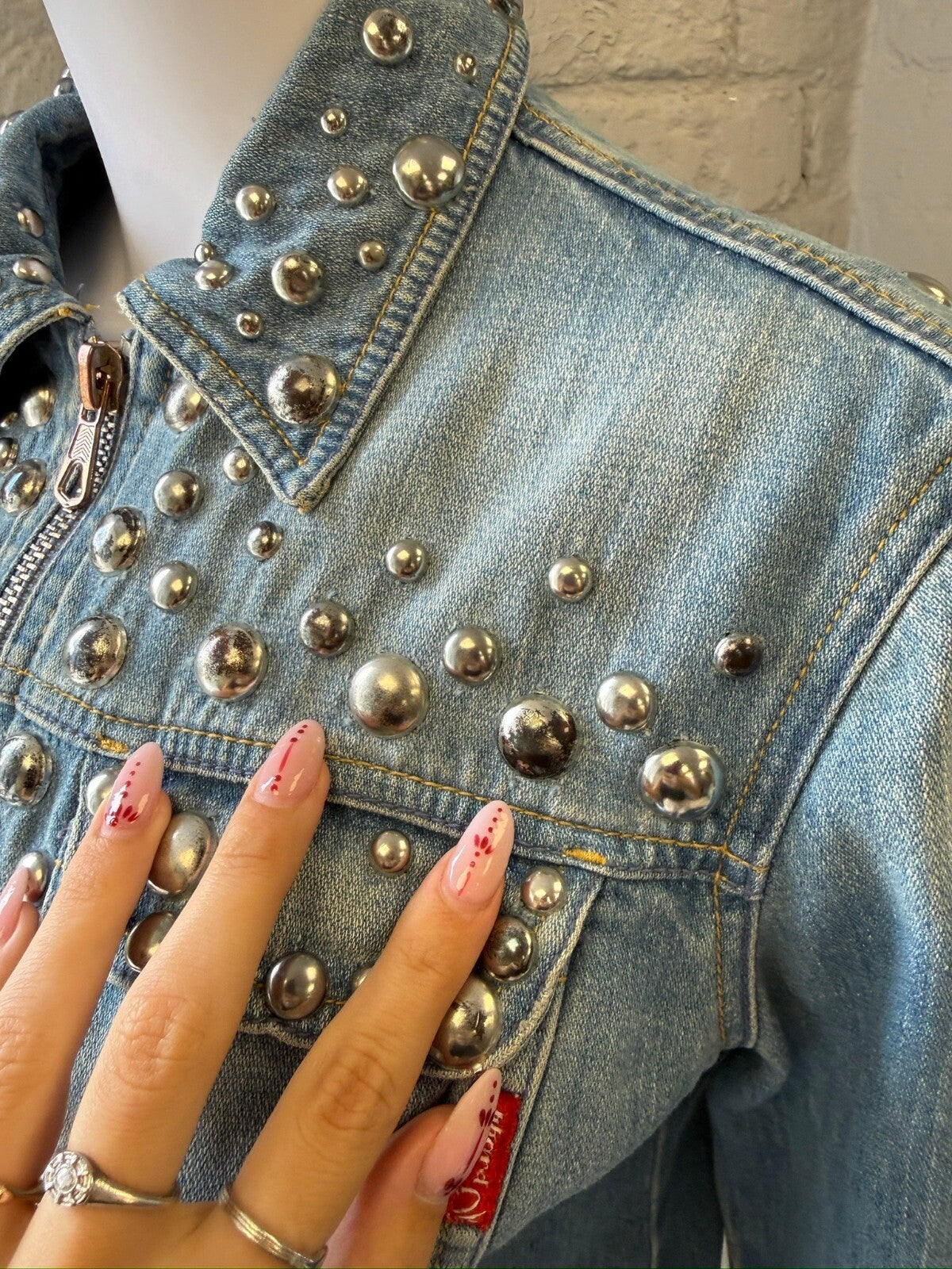 Phard Light Blue Denim Jacket with Silver Stud Detailing
