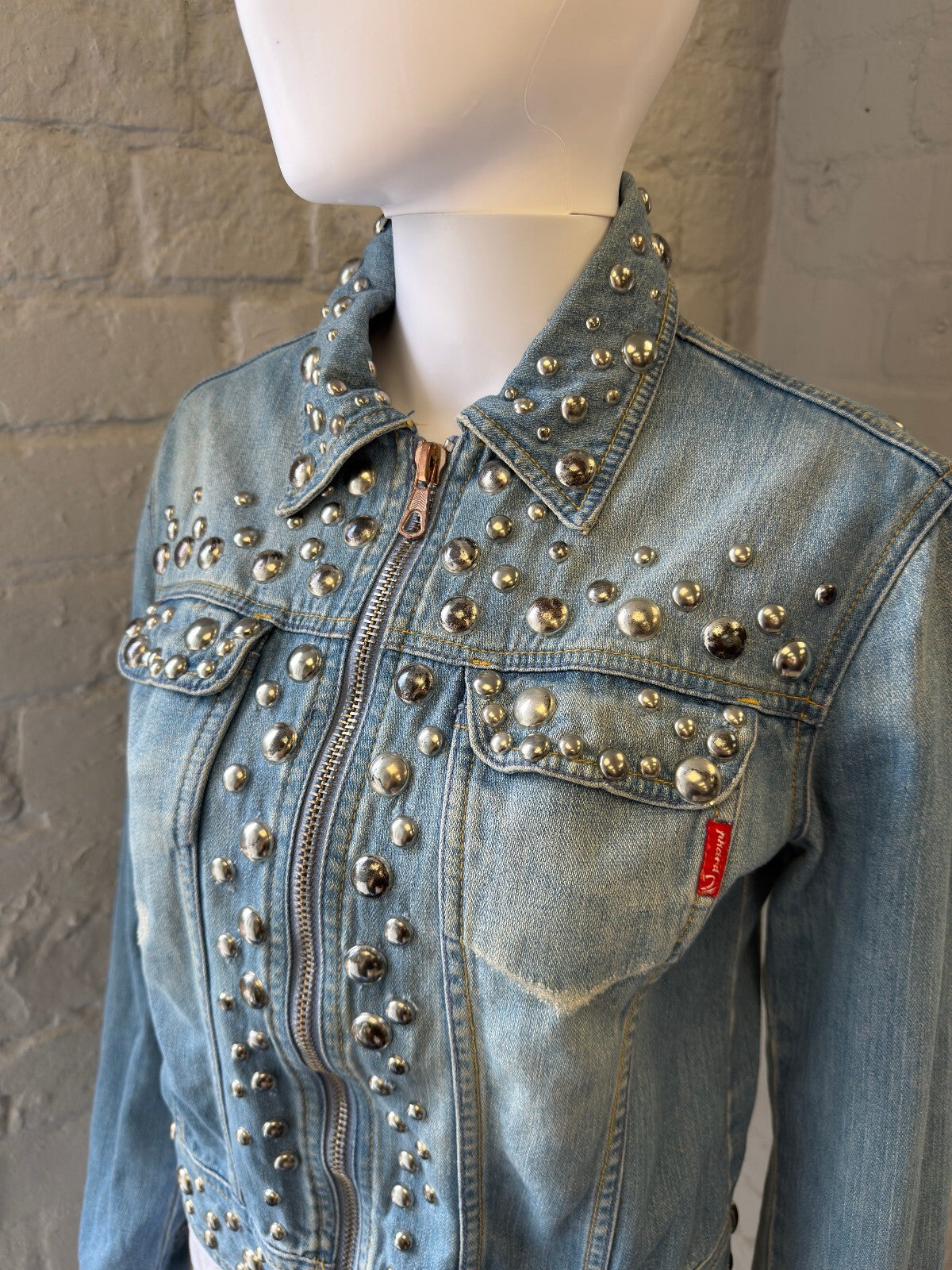 Phard Light Blue Denim Jacket with Silver Stud Detailing