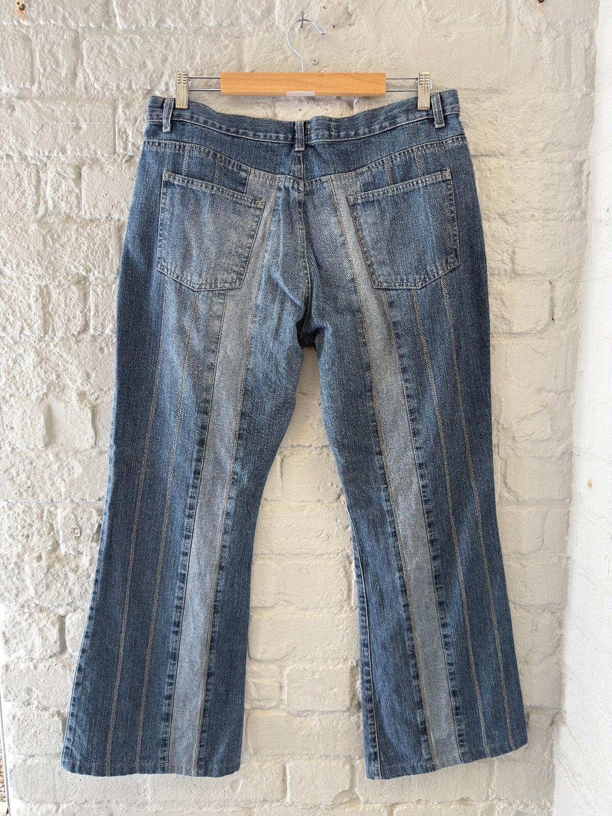 Blue Stripe Flared Denim Jeans