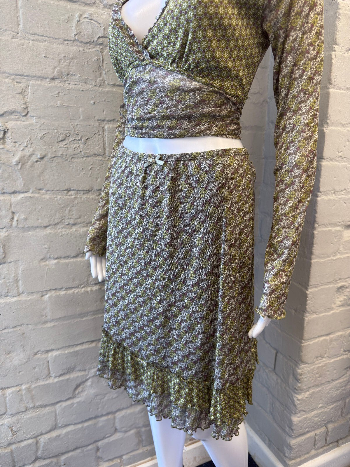 Vintage 90s Floral Mesh Pattern Co-ord