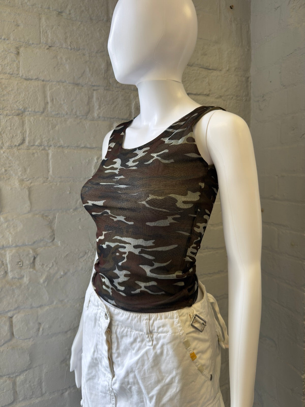 Italian Camouflage Mesh Tank Top