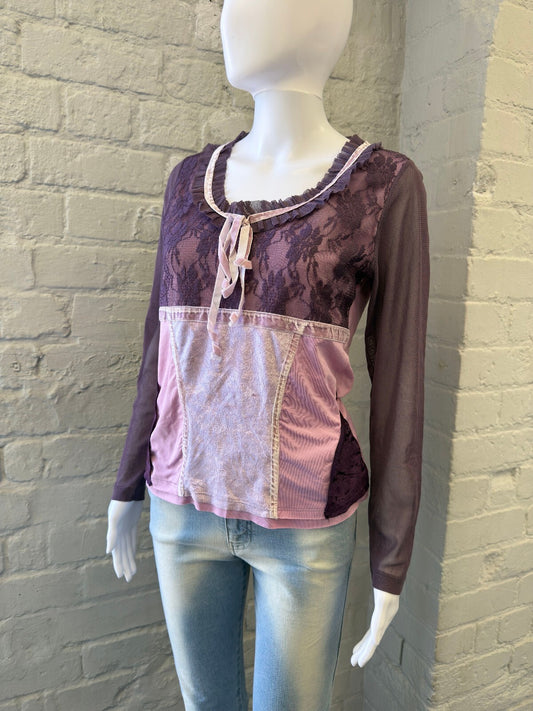 Fairy Lace and Mesh Long Sleeve Top