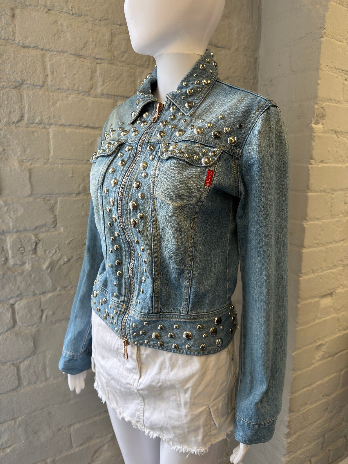 Phard Light Blue Denim Jacket with Silver Stud Detailing