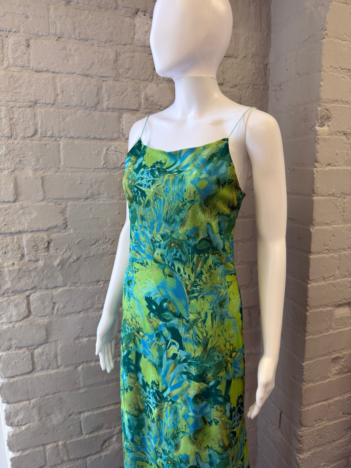Green and Blue Floral Maxi Dress