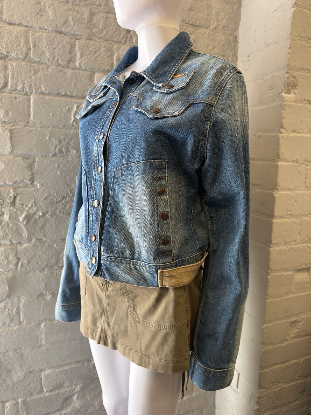 Artigli Blue Denim Jacket with Yellow Back Print