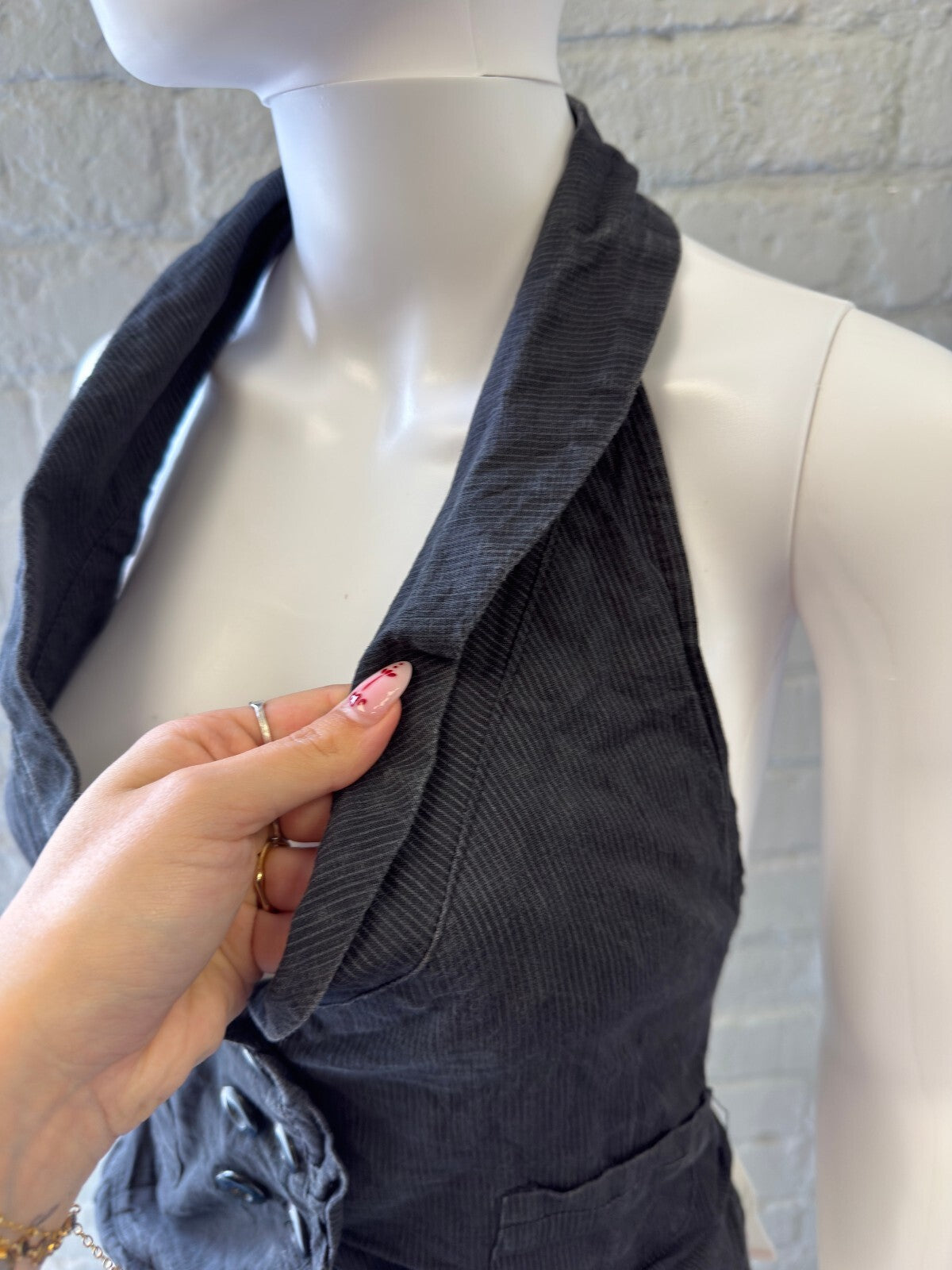 Dark Navy Blue Halter Neck Backless Top