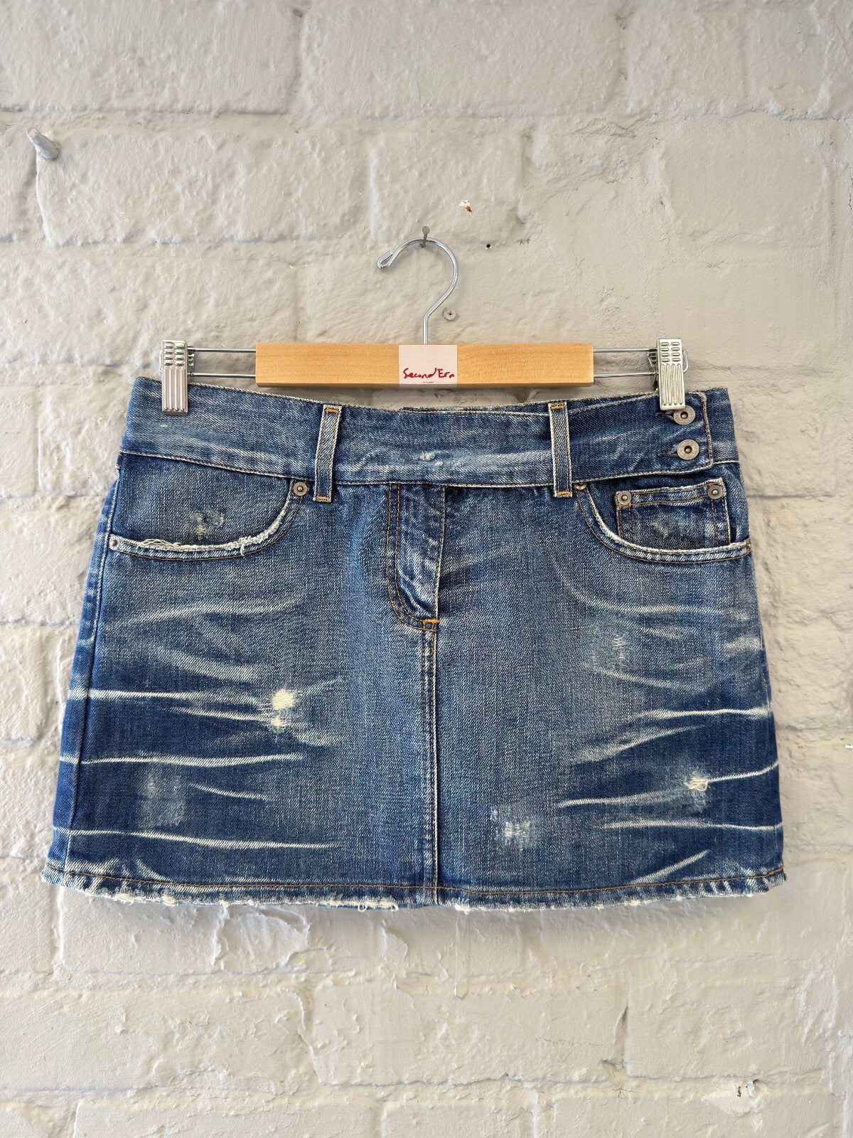Distressed Denim Mini Skirt