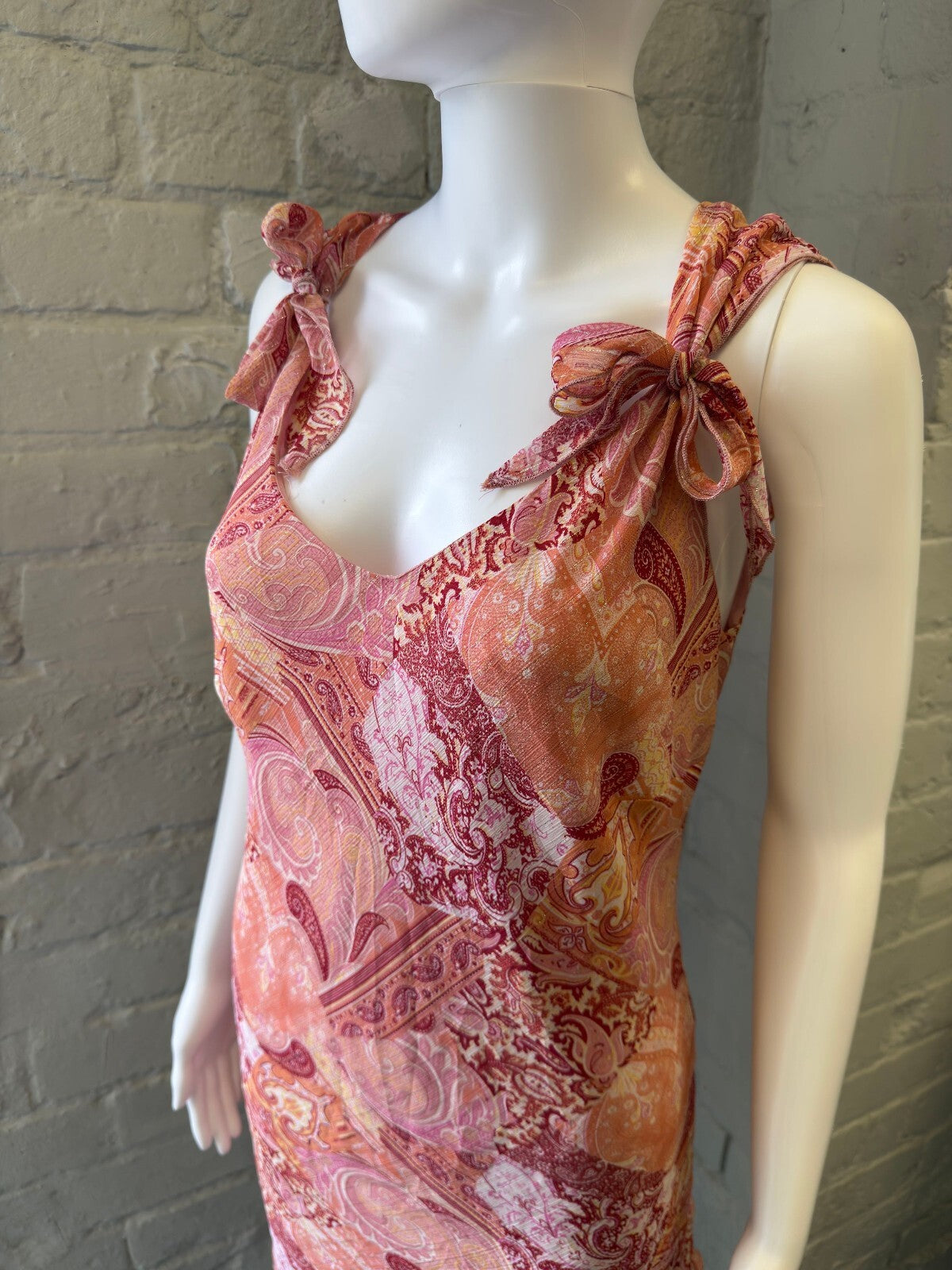 Tie-Shoulder Paisley Print Dress
