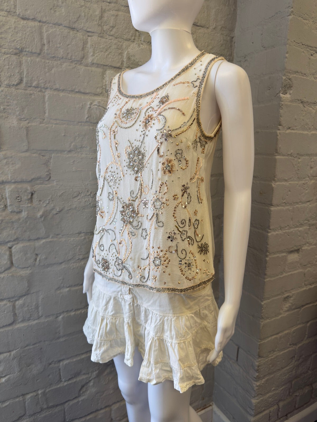 Beaded Embellished Vest Top