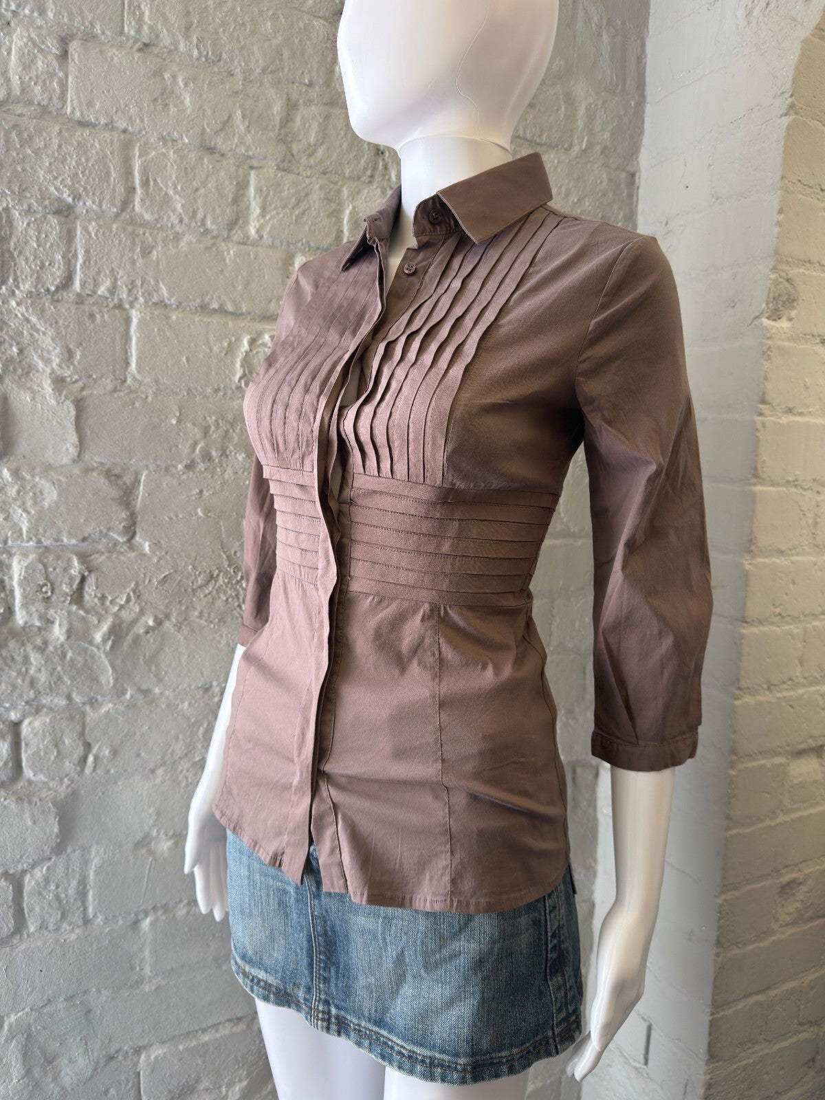 Vintage Muted Purple Pleated Shirt