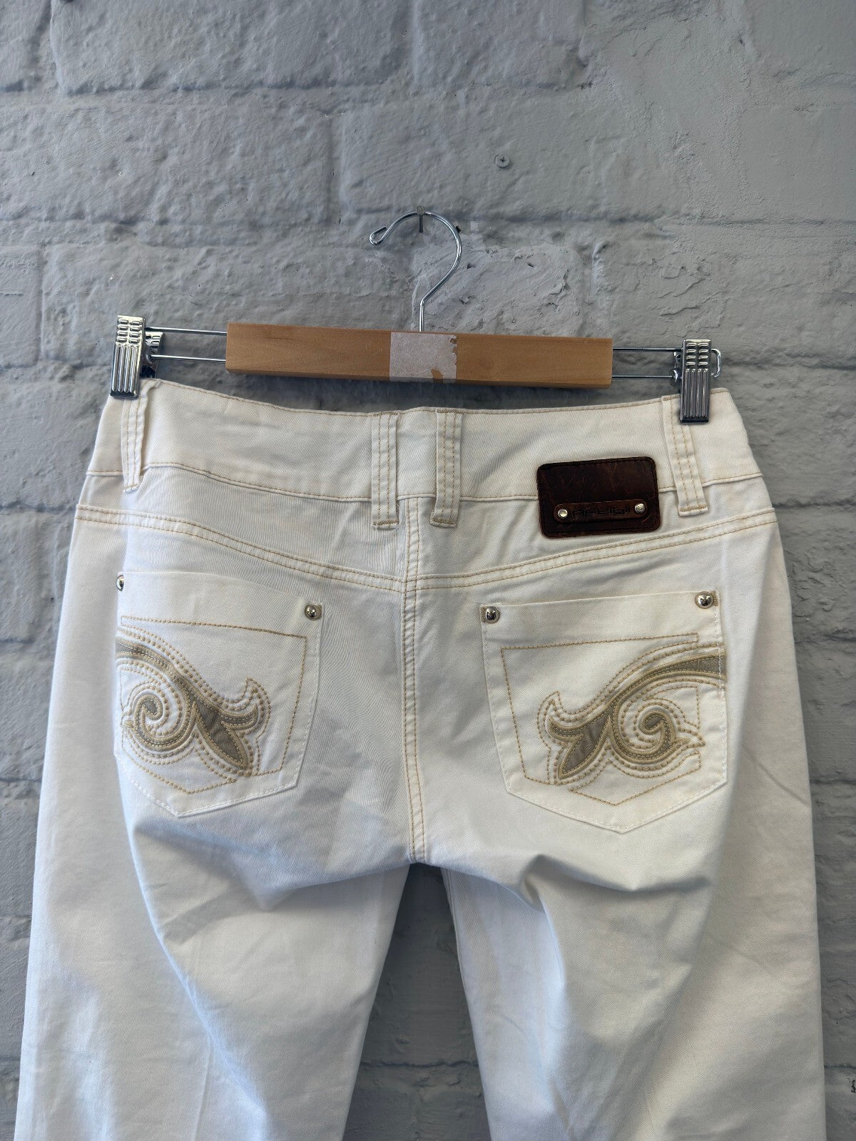 Italian White Embroidered Flare Jeans
